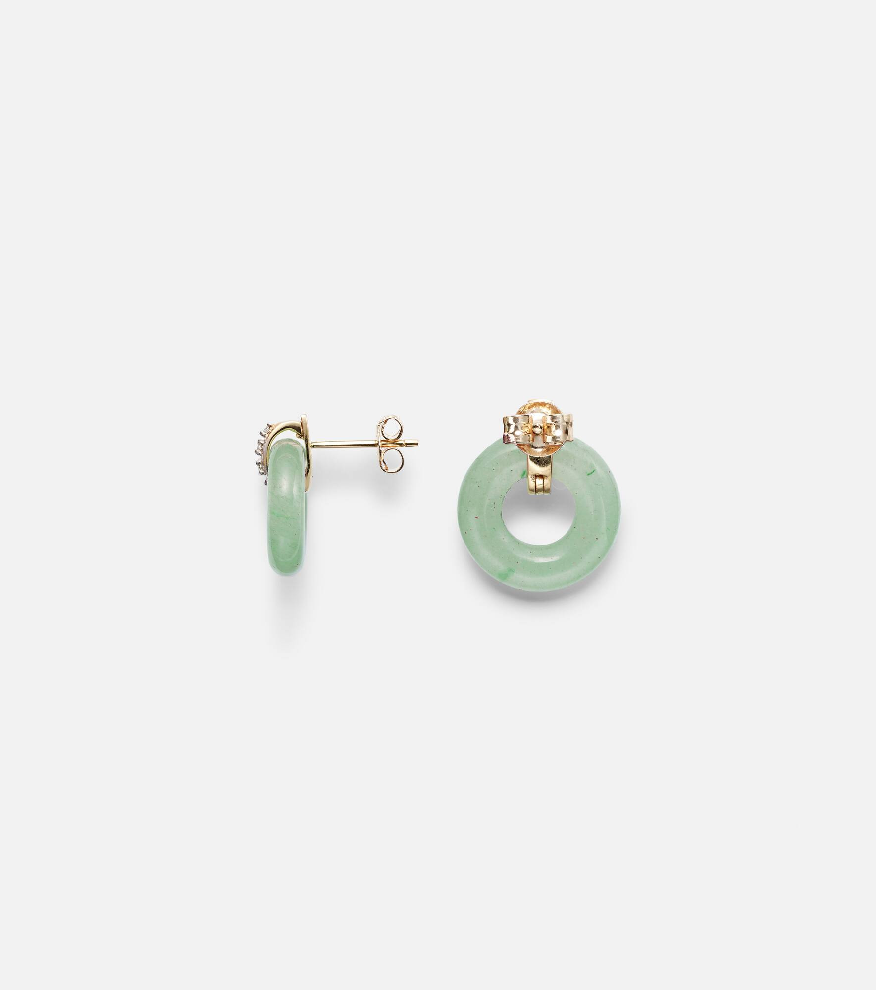 14kt gold earrings with jade and diamonds - 4