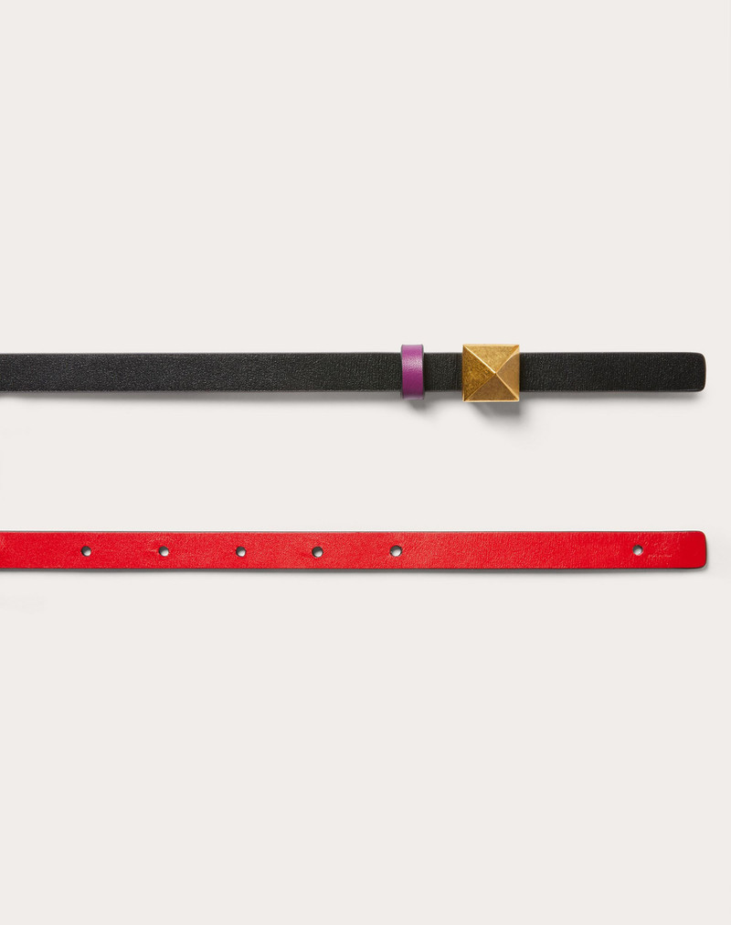 REVERSIBLE ONE STUD BELT IN GLOSSY CALFSKIN 12 MM 3