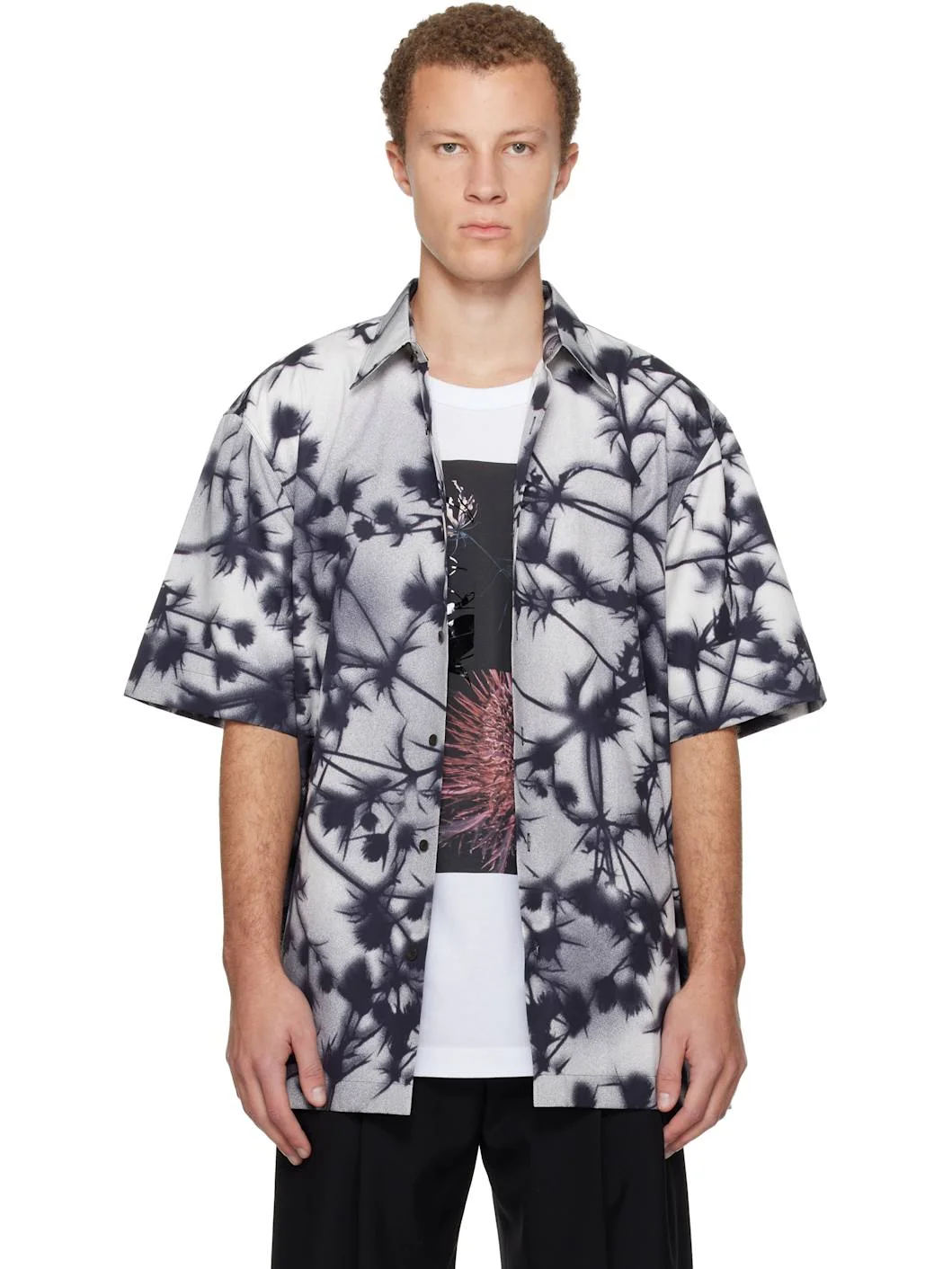 Black & Gray Floral Shirt - 1