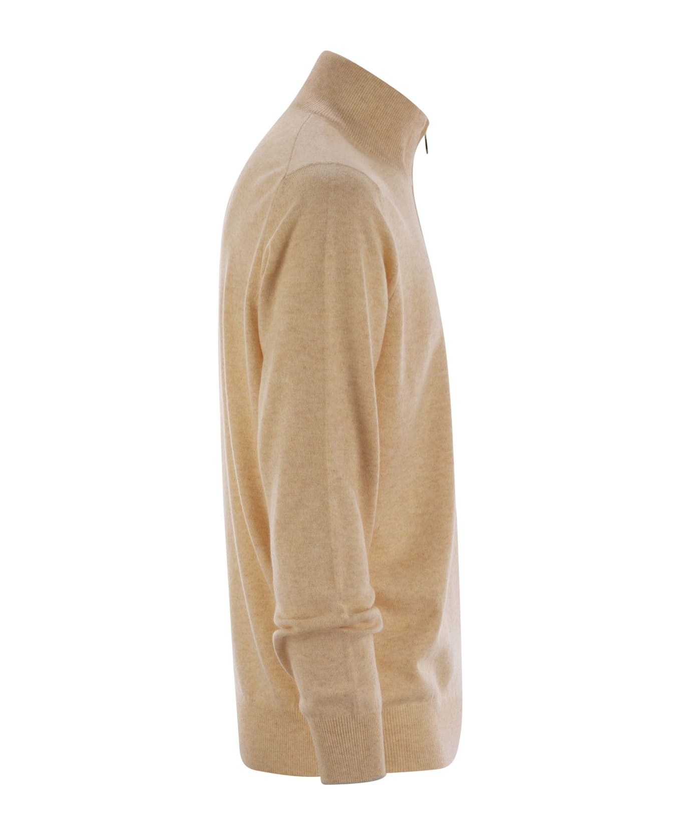 High-necked Cashmere Sweater With Zip Opening - 3
