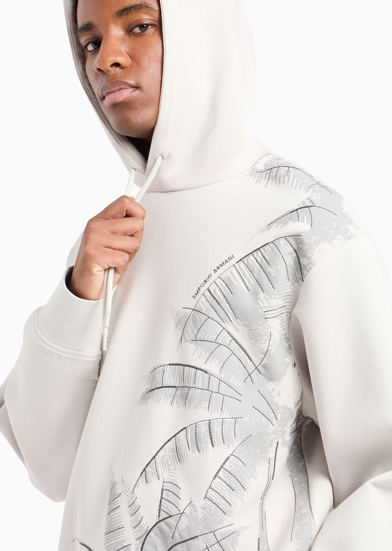 Double-jersey hooded sweatshirt with a palm-tree embroidery and print - 5