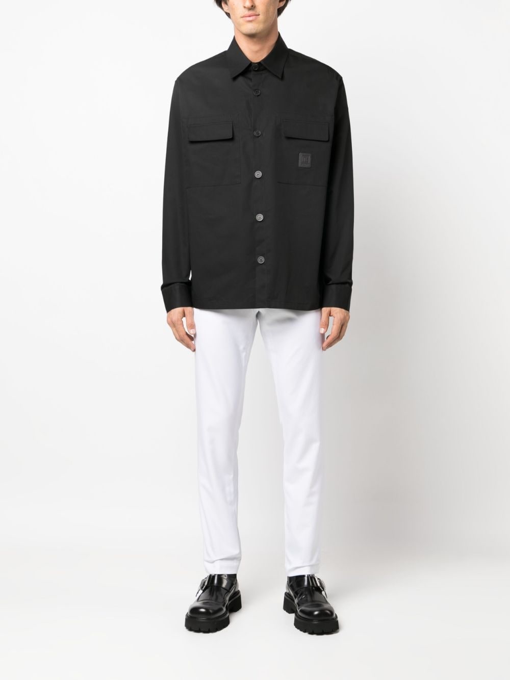 logo-patch cotton shirt - 2