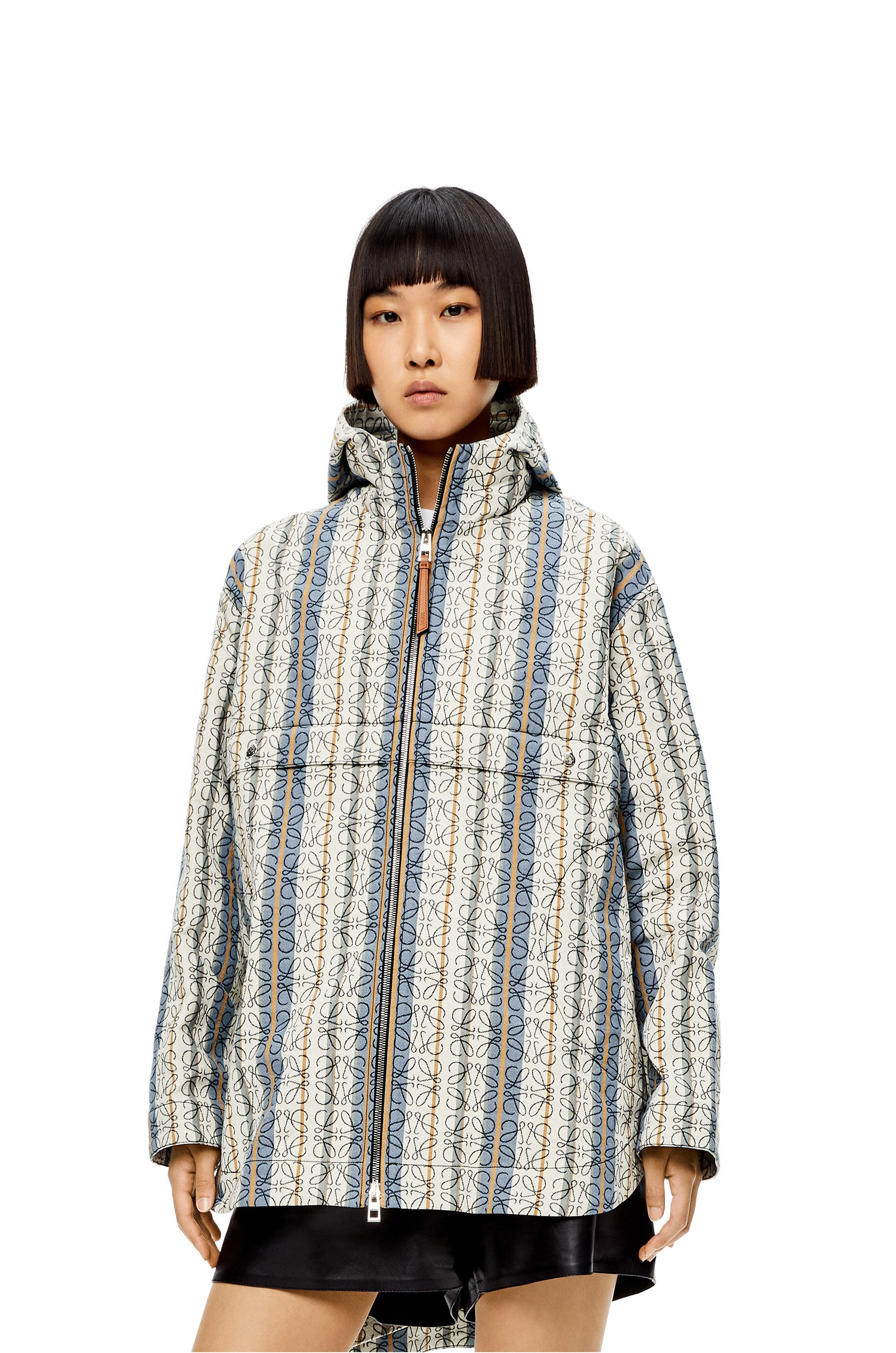 Stripe Anagram jacquard parka in cotton - 3