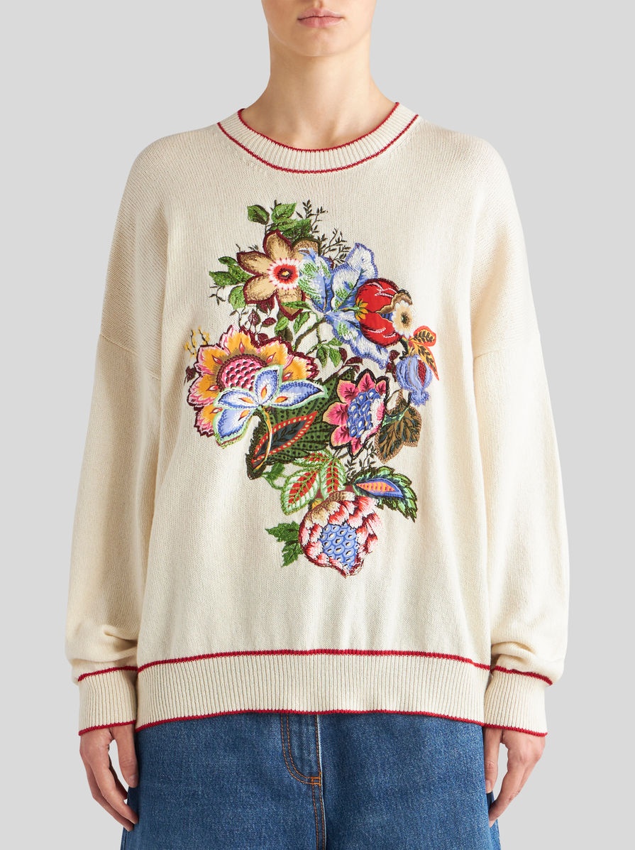 CASHMERE AND COTTON SWEATER WITH EMBROIDERY - 2