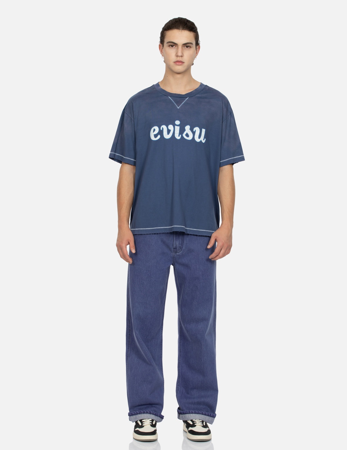 Daicock with Fringed Edges Baggy Fit Work Jeans - 6