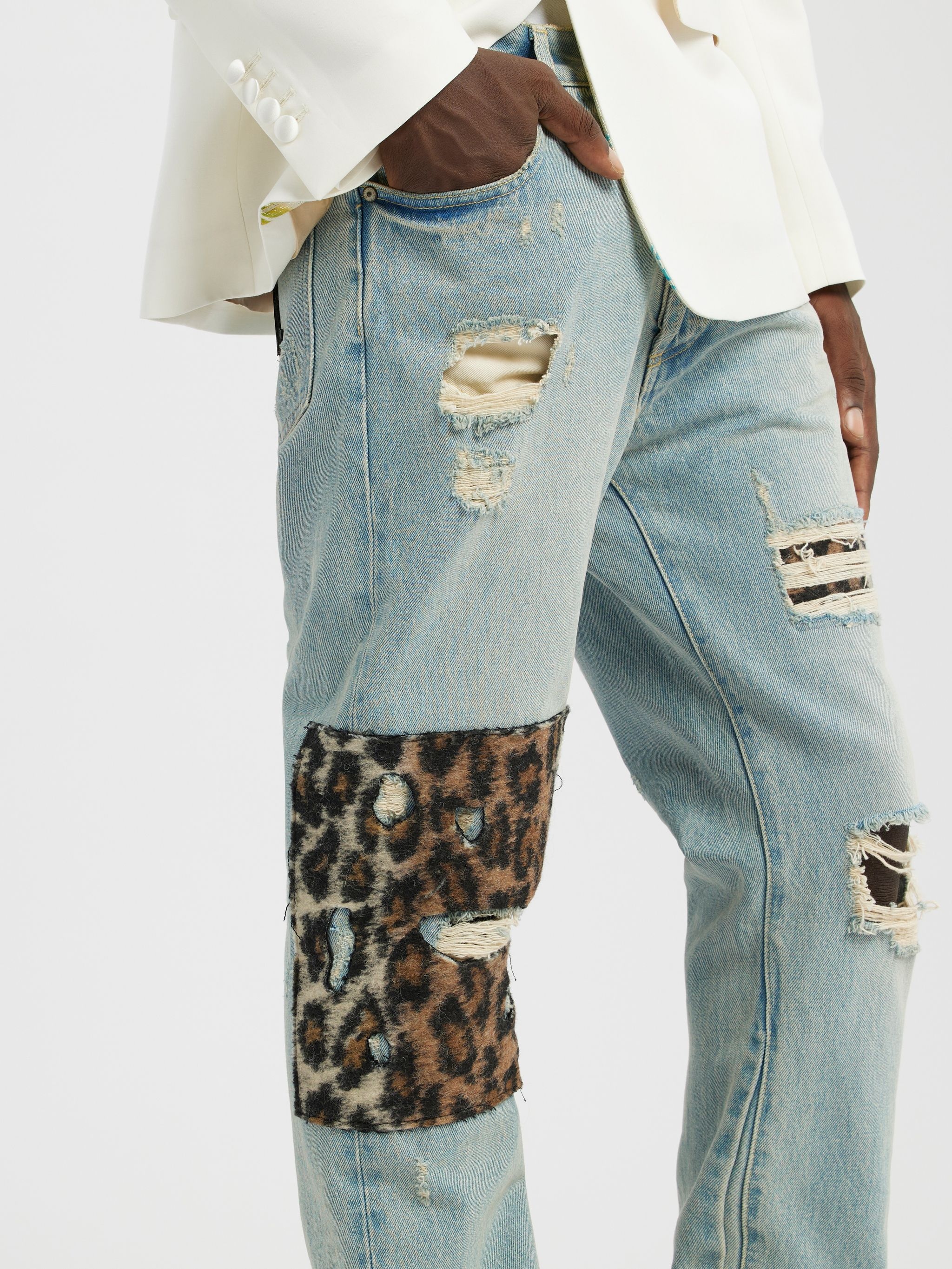 ANIMALIER PATCH REGULAR DENIM PANTS - 6