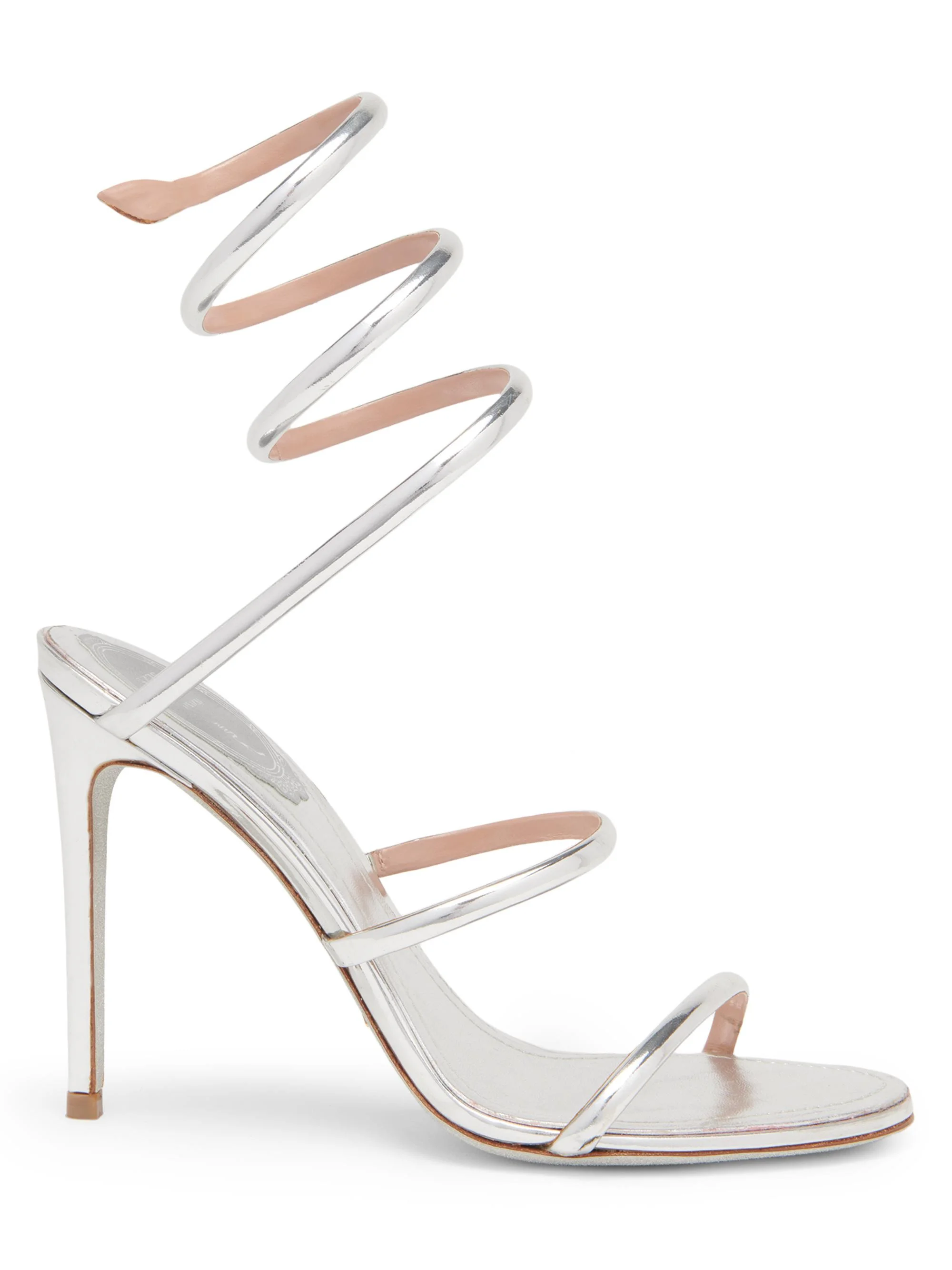 Women's Cleo 105MM Leather Sandals - Silver Mirror Calf - 1