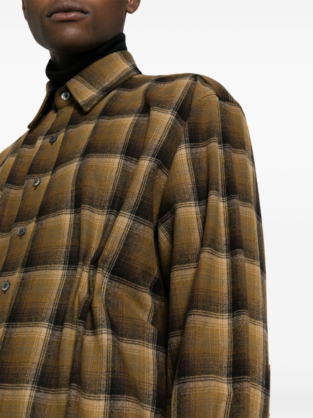 x Pendleton asymmetric plaid wool shirt - 5
