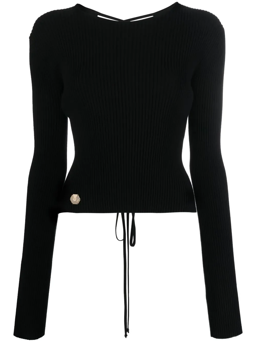 lace-up detail knitted top - 1