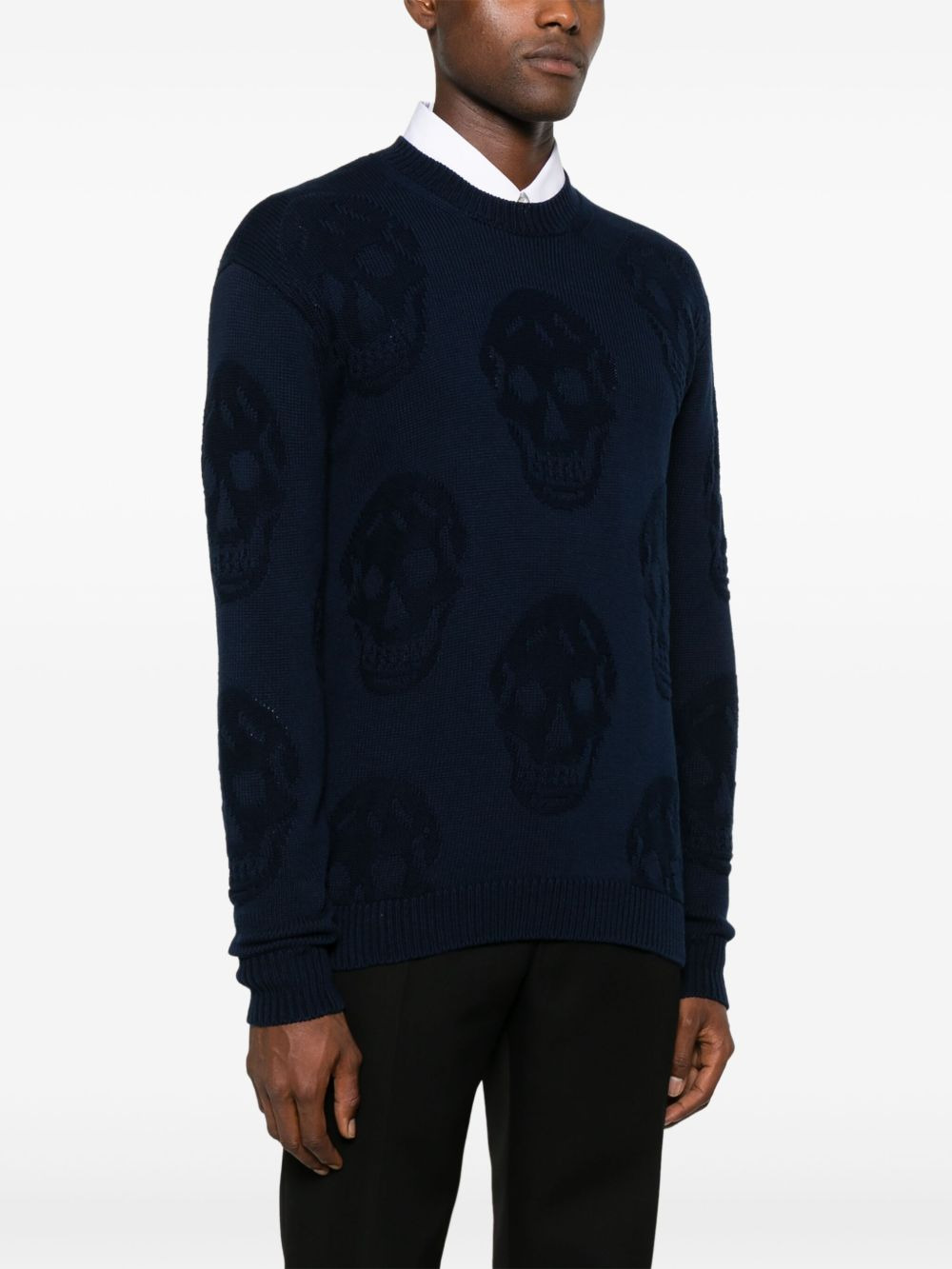 skull-intarsia cotton sweatshirt - 3