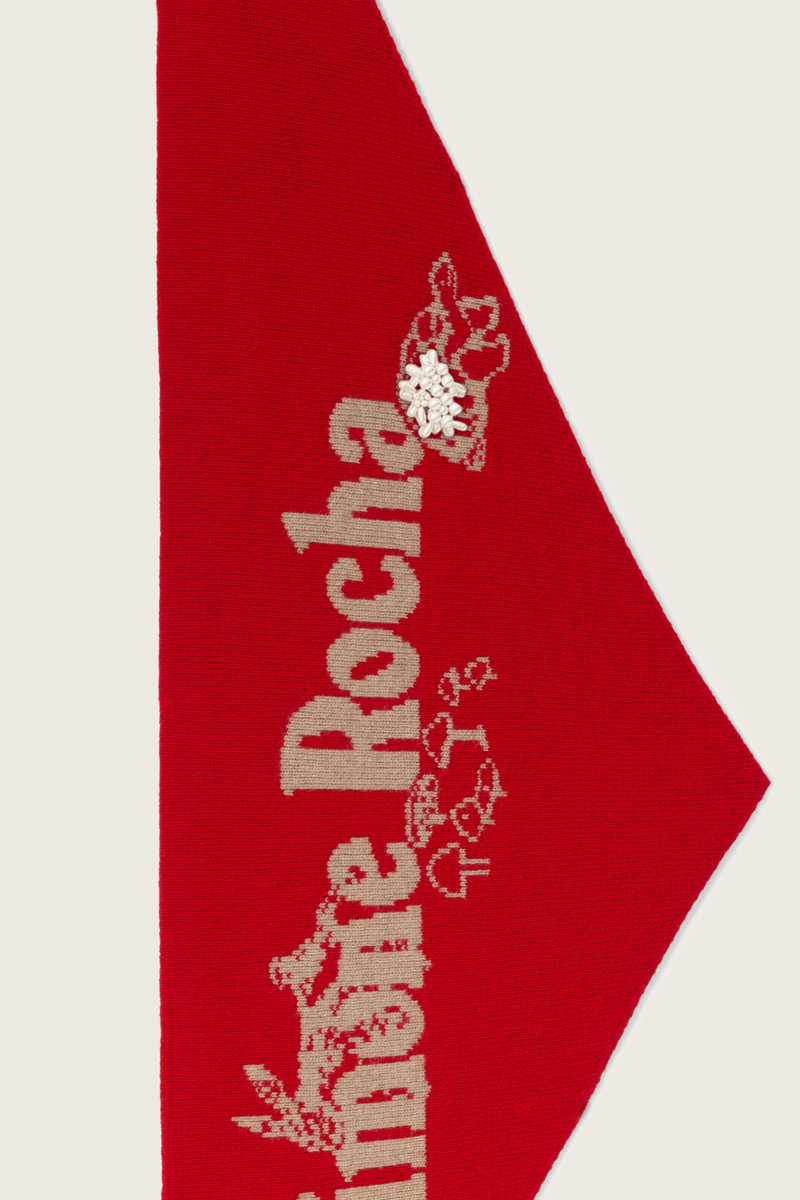 Simone Rocha Beaded Graphic Logo Knit Neckerchief outlook