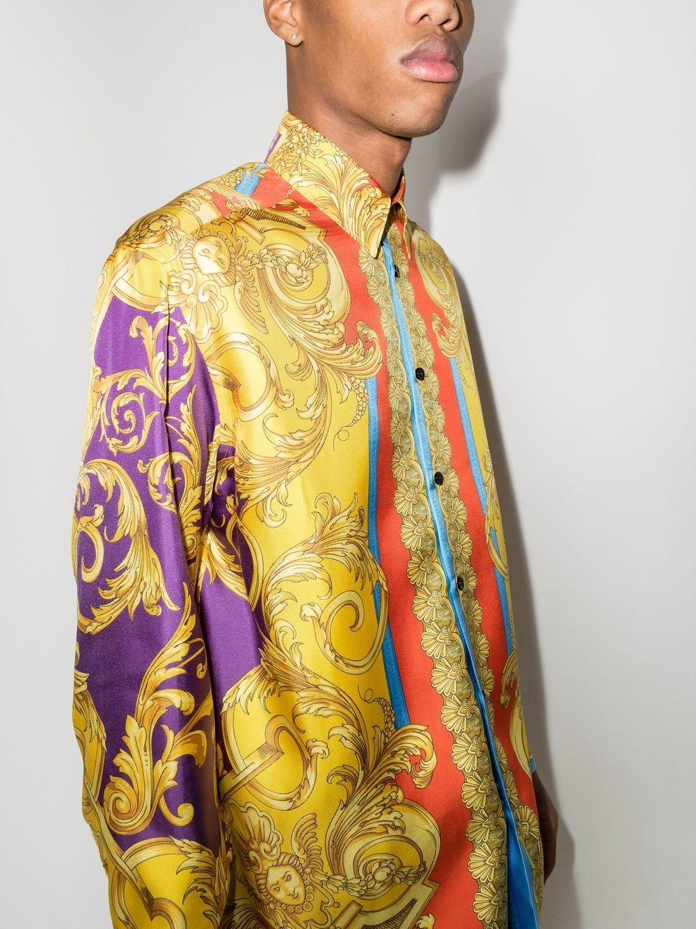 Barocco-print silk shirt - 4