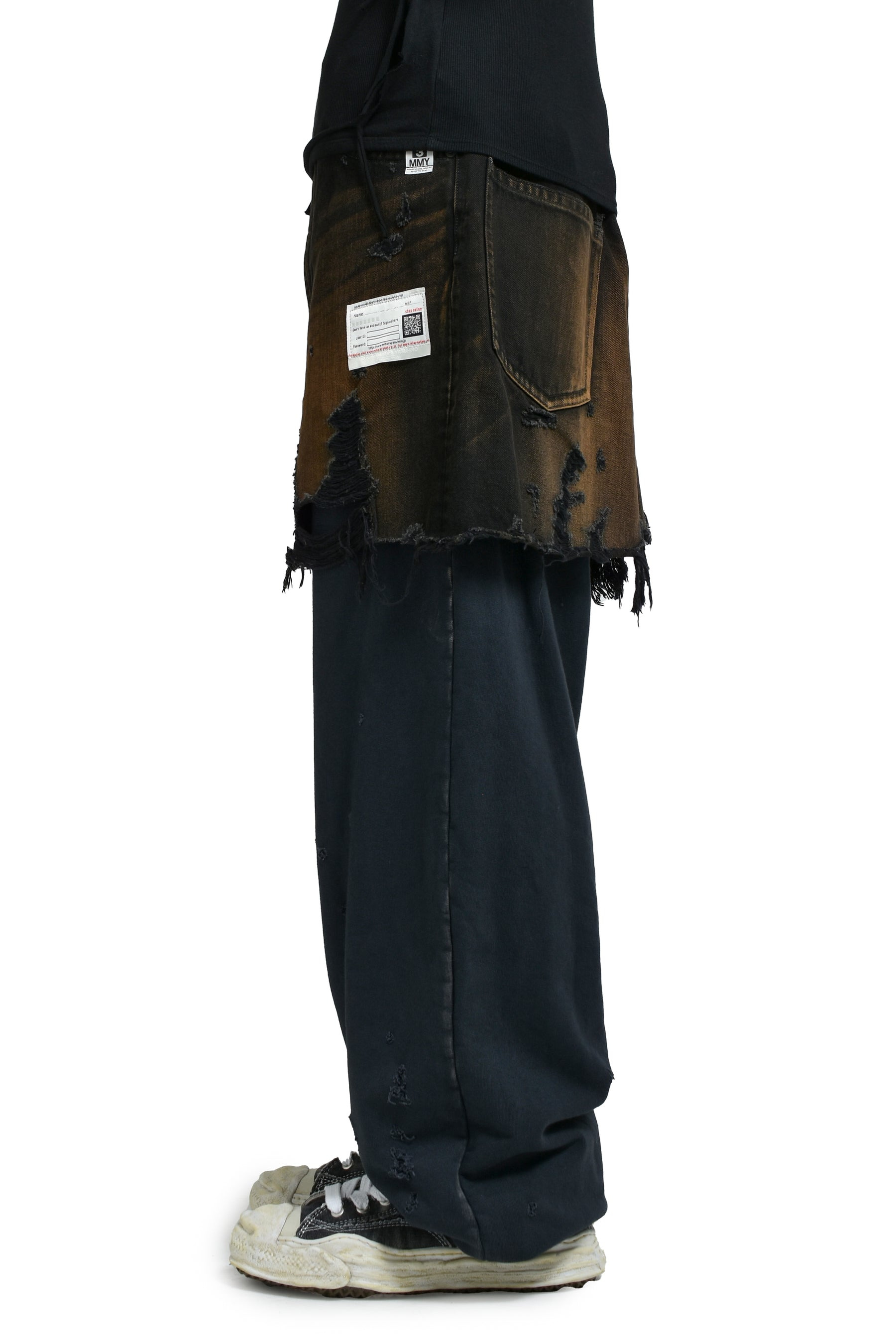 WAIST LAYERED JEANS / BLK - 3