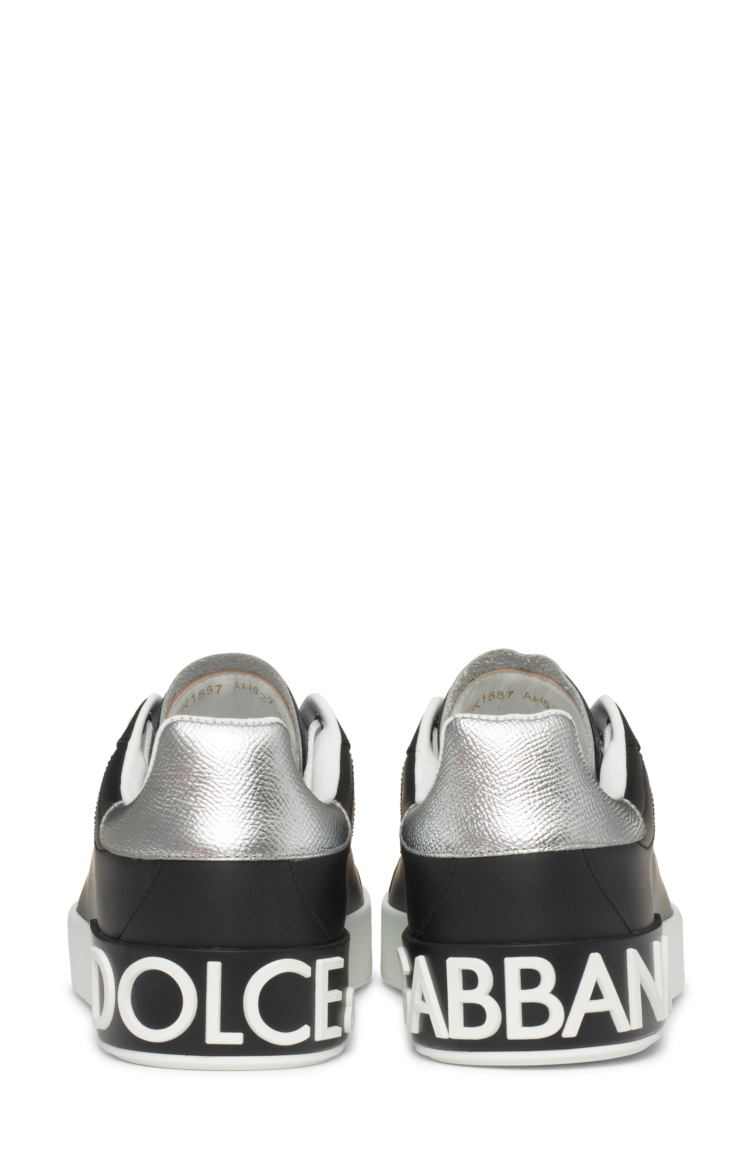 Dolce&Gabbana Portofino Sneaker in Black/Silver at Nordstrom - 7