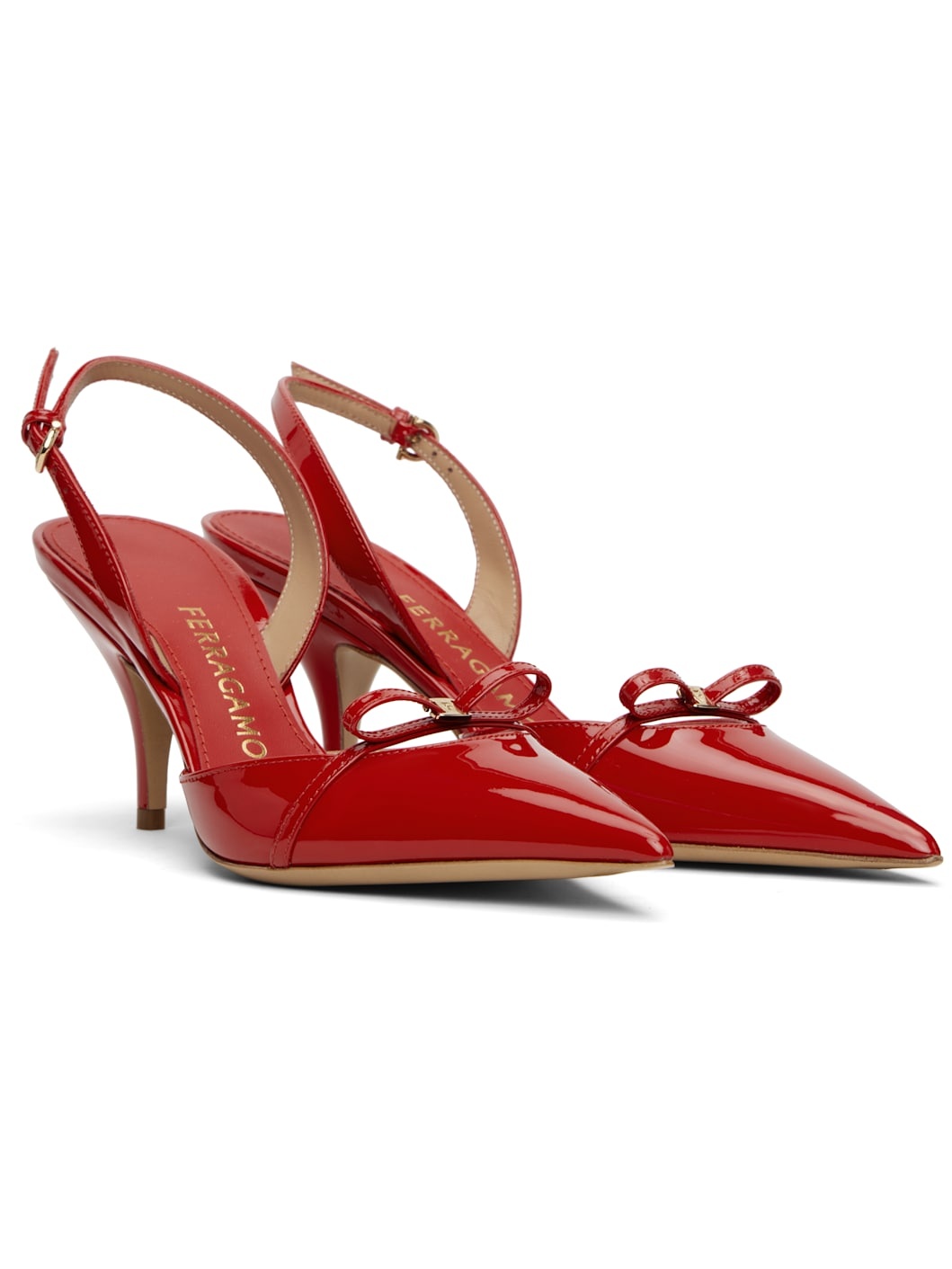 Red Gylla Mini Bow Pump Heels - 4