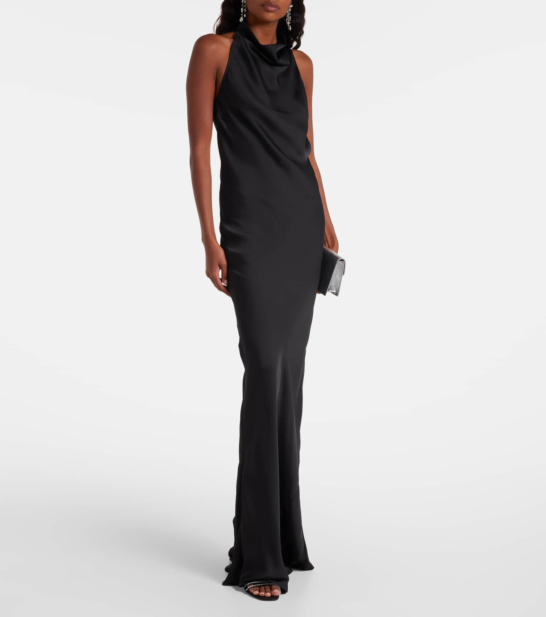 Halterneck satin maxi dress - 2