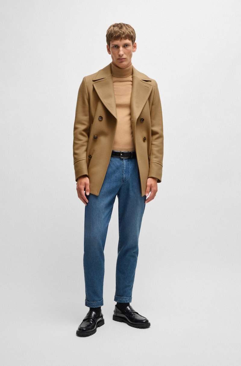 BOSS SLIM-FIT DOUBLE-BREASTED SHORT COAT IN WOOL outlook