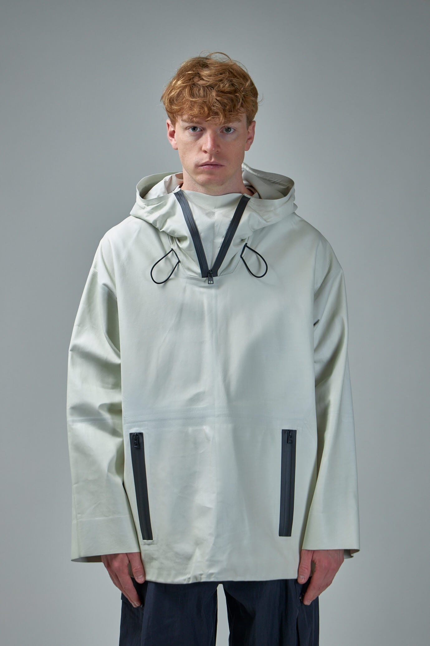 Blouson Knit Leather off white - 1