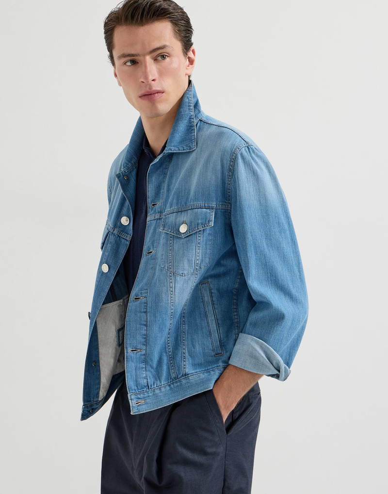 Lightweight old denim four-pocket jacket 5