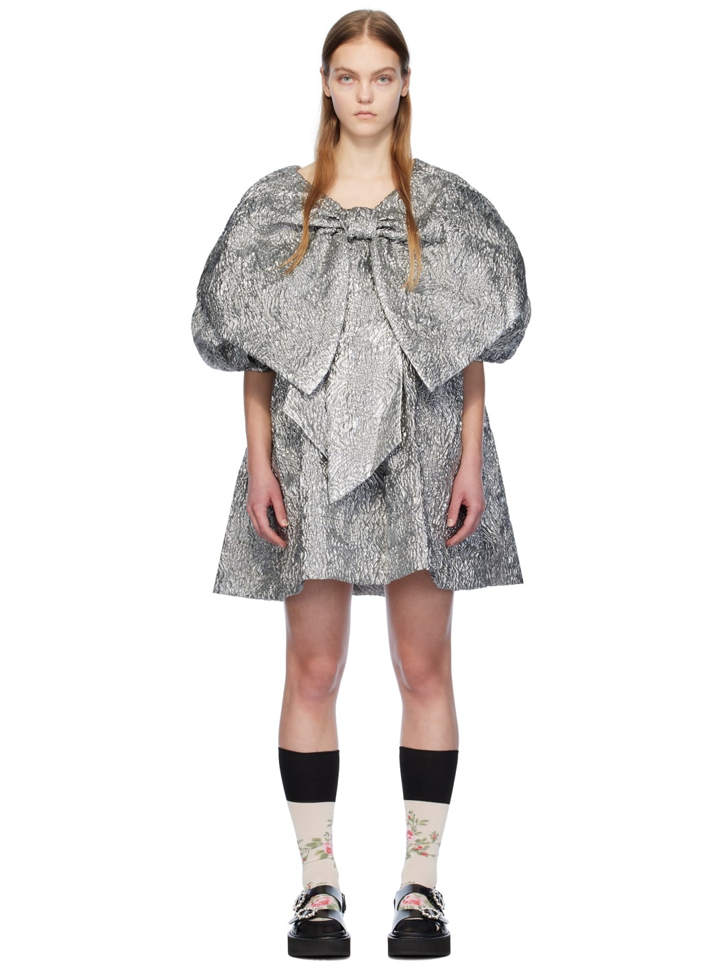 Silver Double Bow Minidress - 1