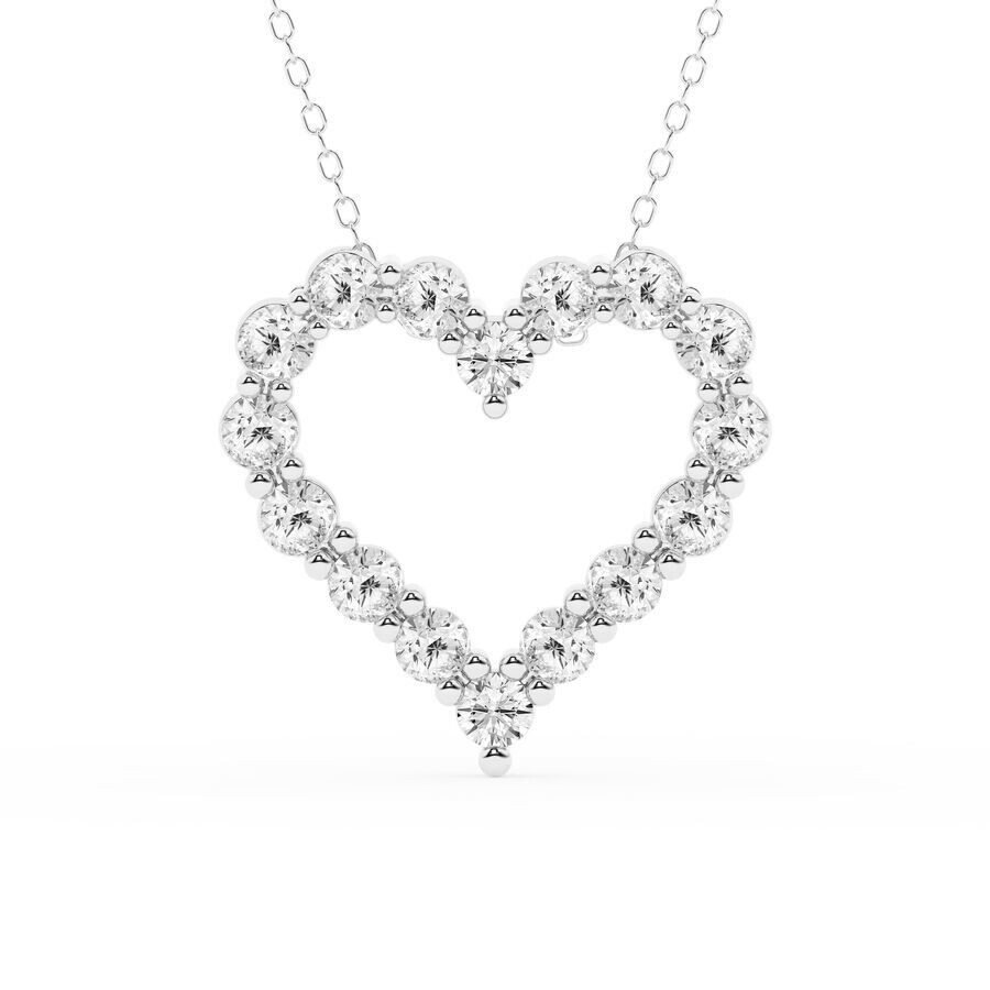 Brilliant Diamond - Brilliant Diamond 2 Carat Round Lab Grown Diamond Heart Pendant in Sterling Silver, 18 Inches Cable  - 1