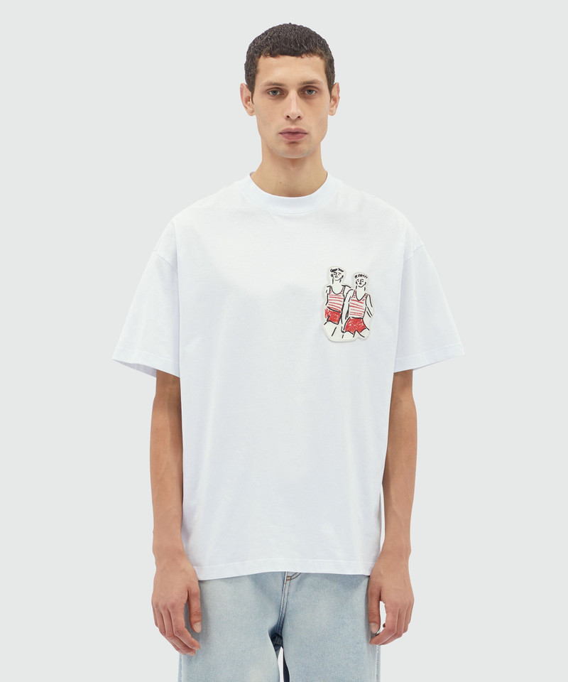 MSGM White jersey T-Shirt with "Two Sailors" embroidery outlook
