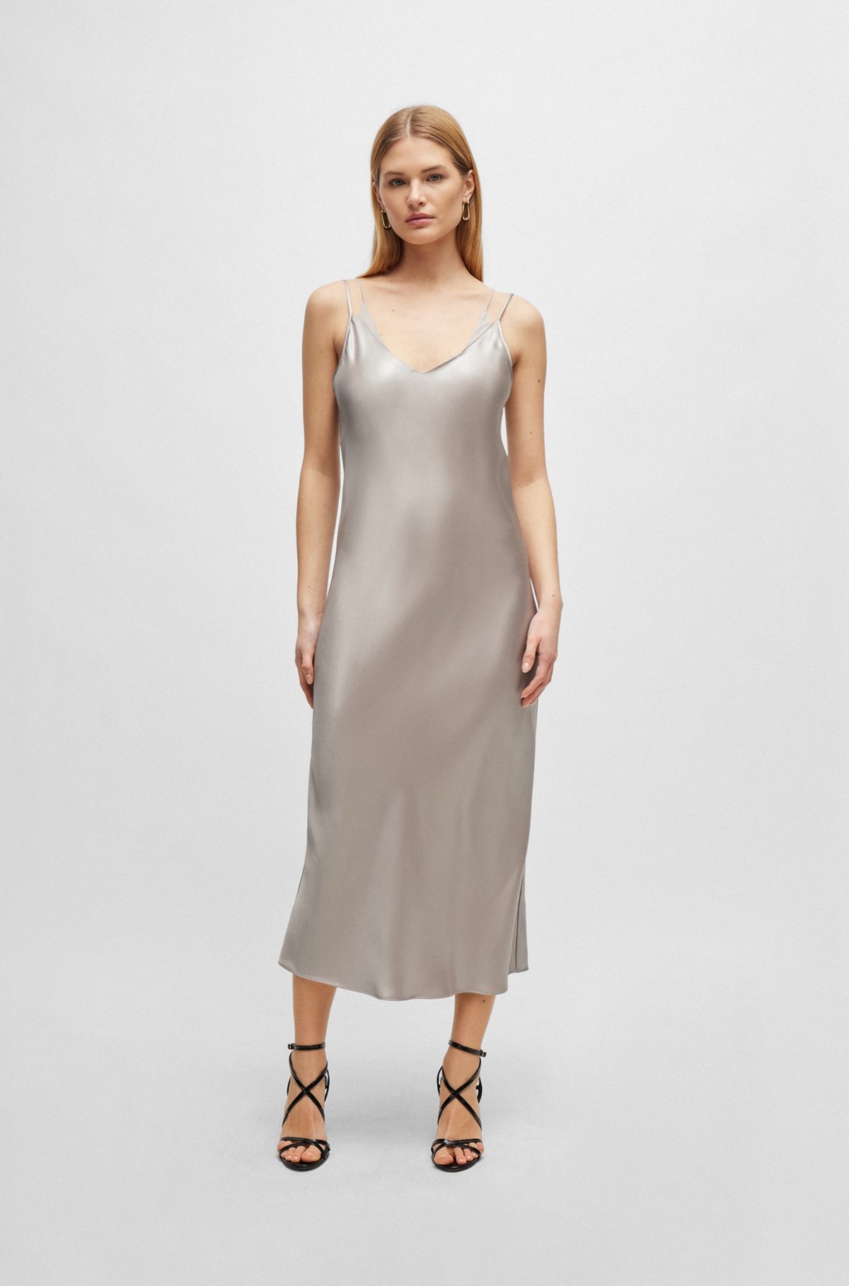 EVENING DRESS IN LIQUID-SOFT FABRIC WITH LAYERED NECKLINE - 3