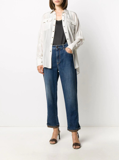 Brunello Cucinelli asymmetric hem silk shirt outlook