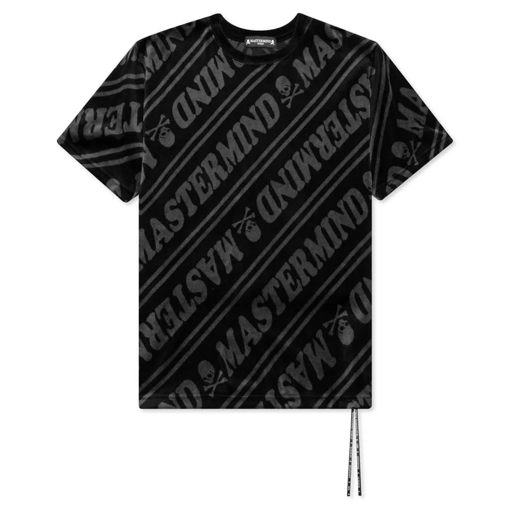 MASTERMIND WORLD VELOUR DIAGONAL T-SHIRT - BLACK X CHARCOAL - 1