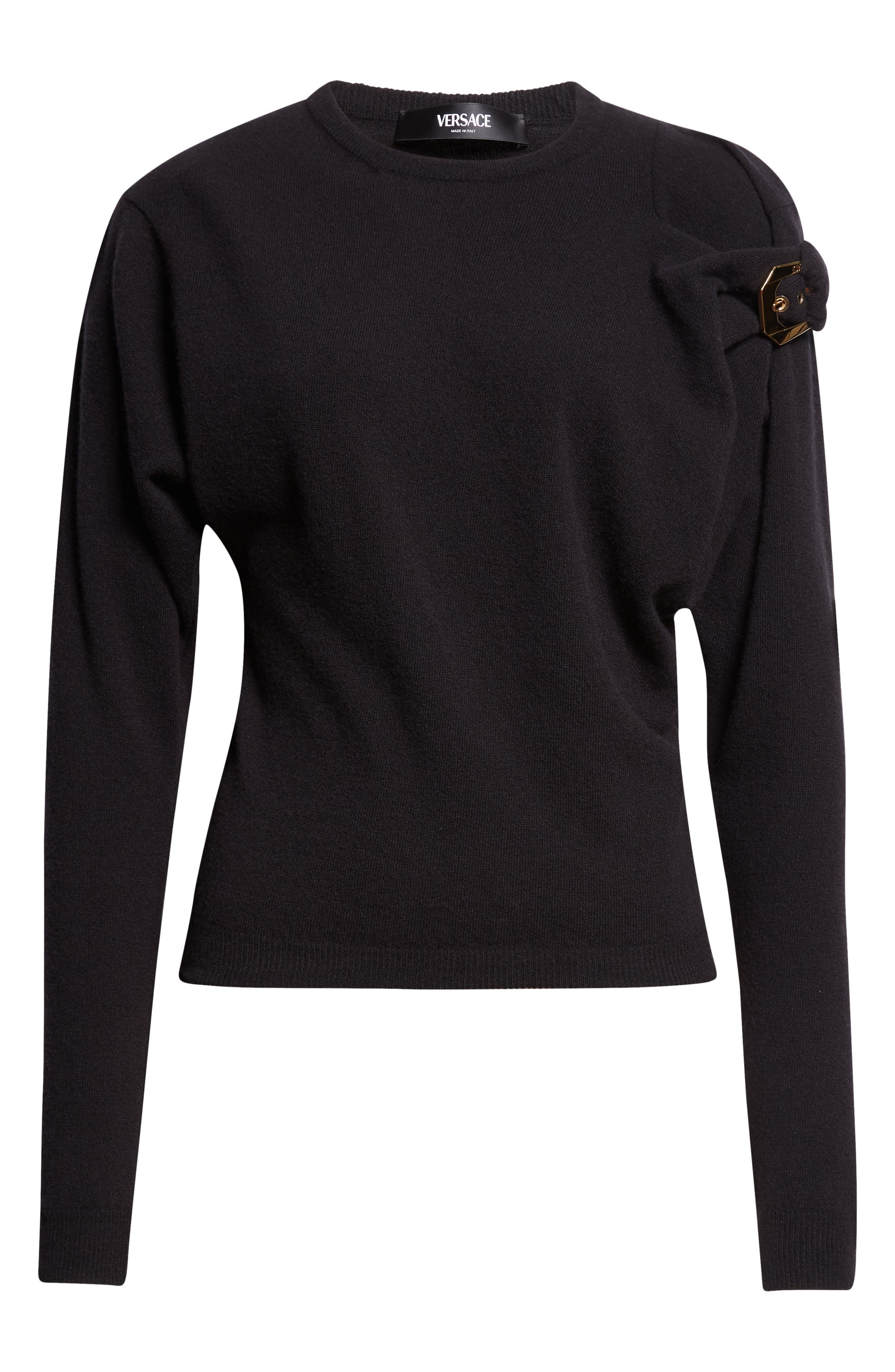 Versace Buckled Virgin Wool Sweater in Black at Nordstrom - 6