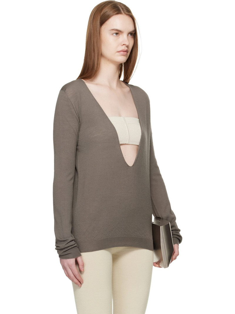 Gray Temple Extreme V Neck Pull Sweater 2