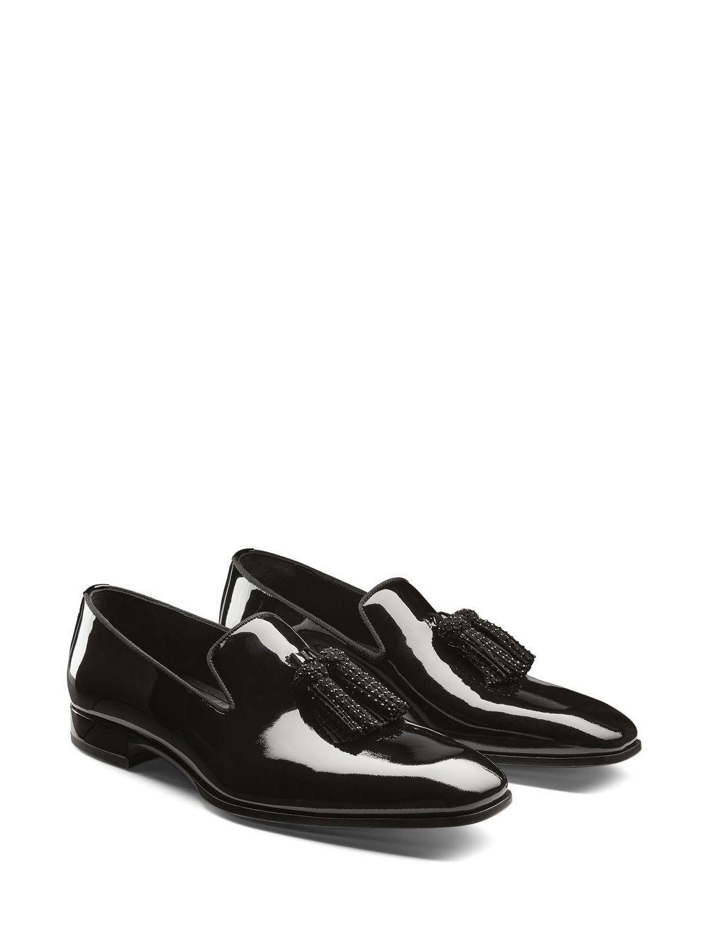 tassel-trim patent-finish loafers - 2