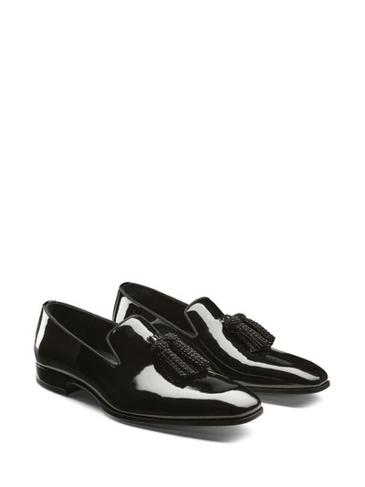 JIMMY CHOO tassel-trim patent-finish loafers outlook