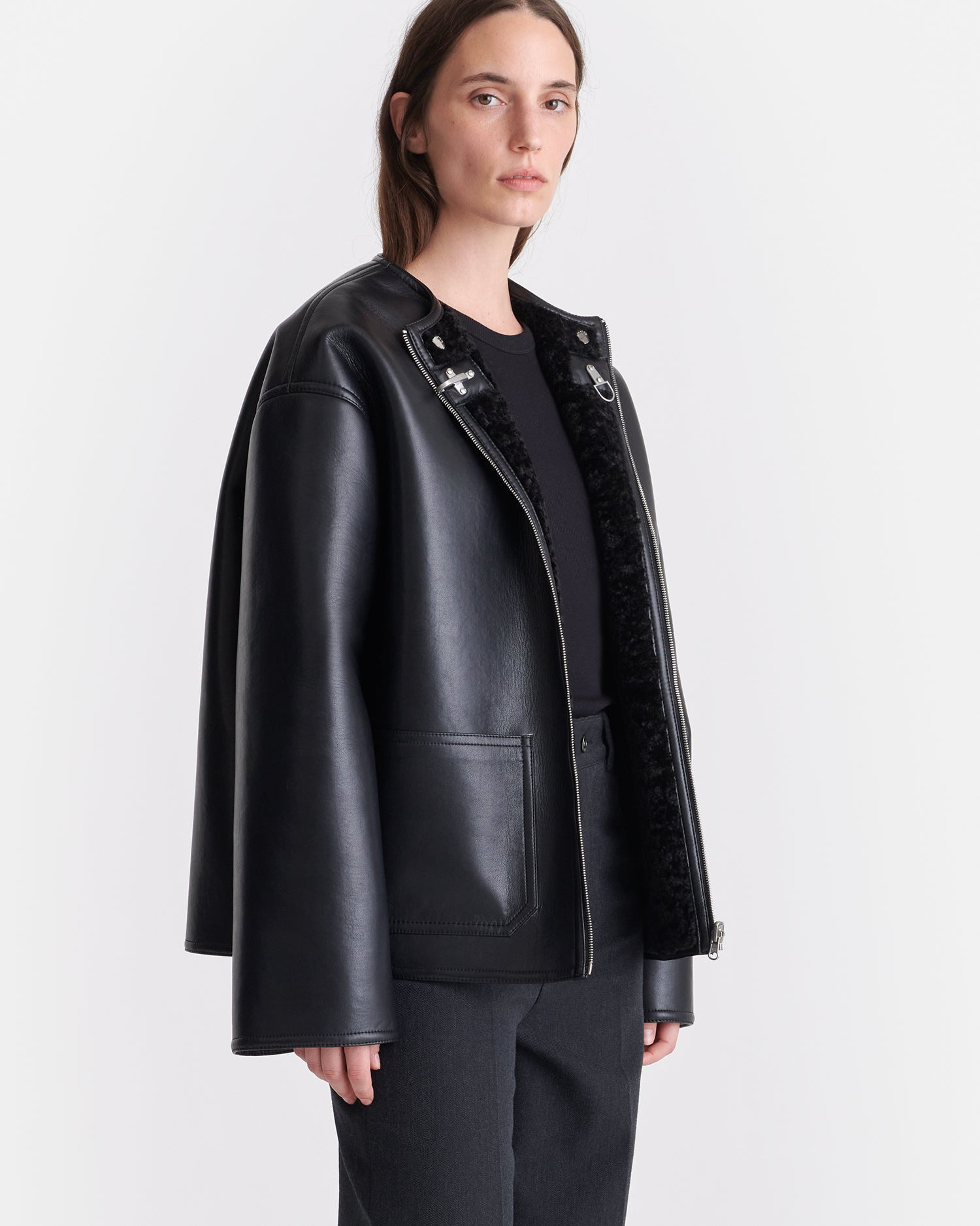 Reversible Bonded Shearling Jacket - 5