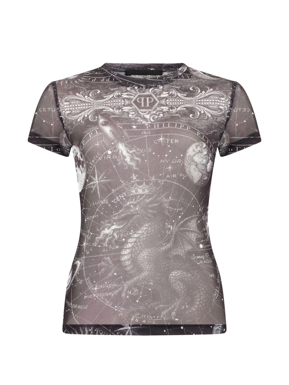 zodiac-print tulle t-shirt - 1