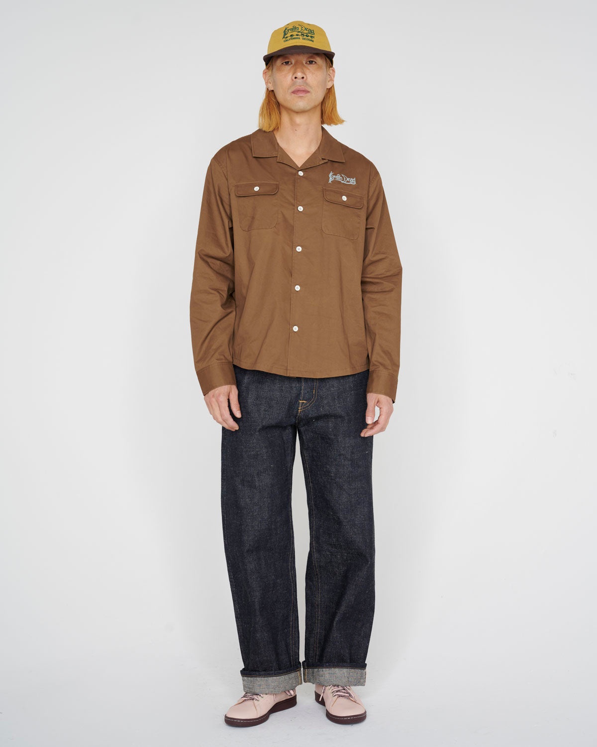 Poplin Camp Collar Shirt - Chocolate - 9
