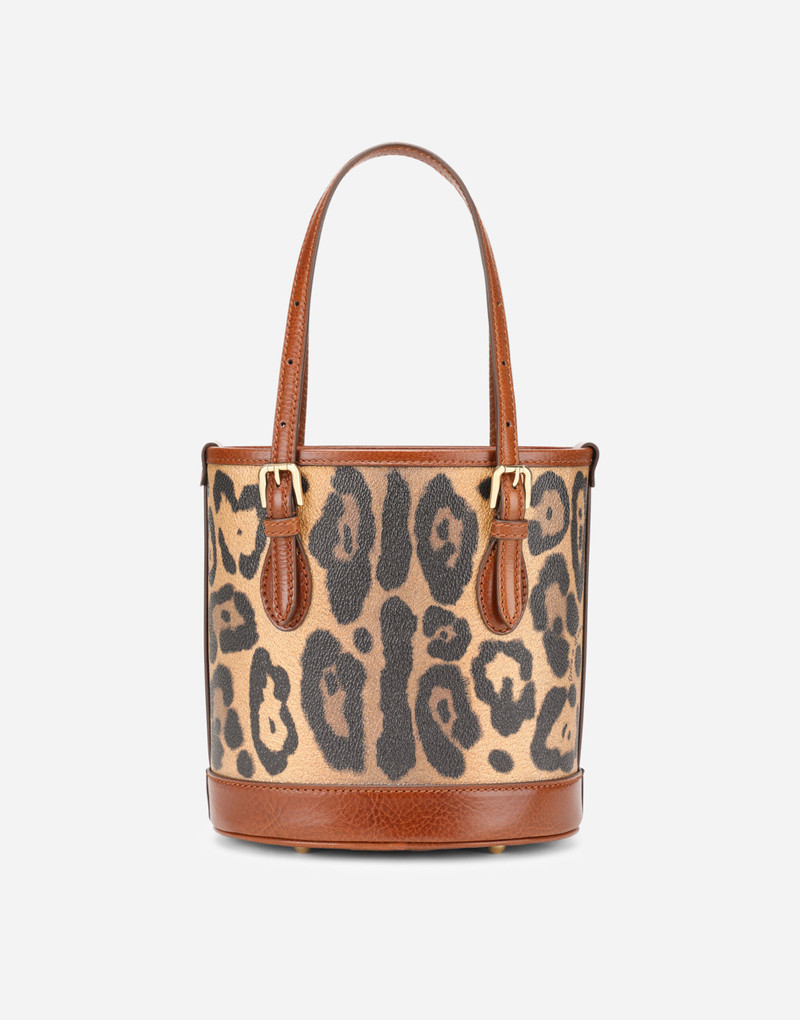 Dolce & Gabbana Small bucket bag in leopard-print Crespo with branded plate outlook