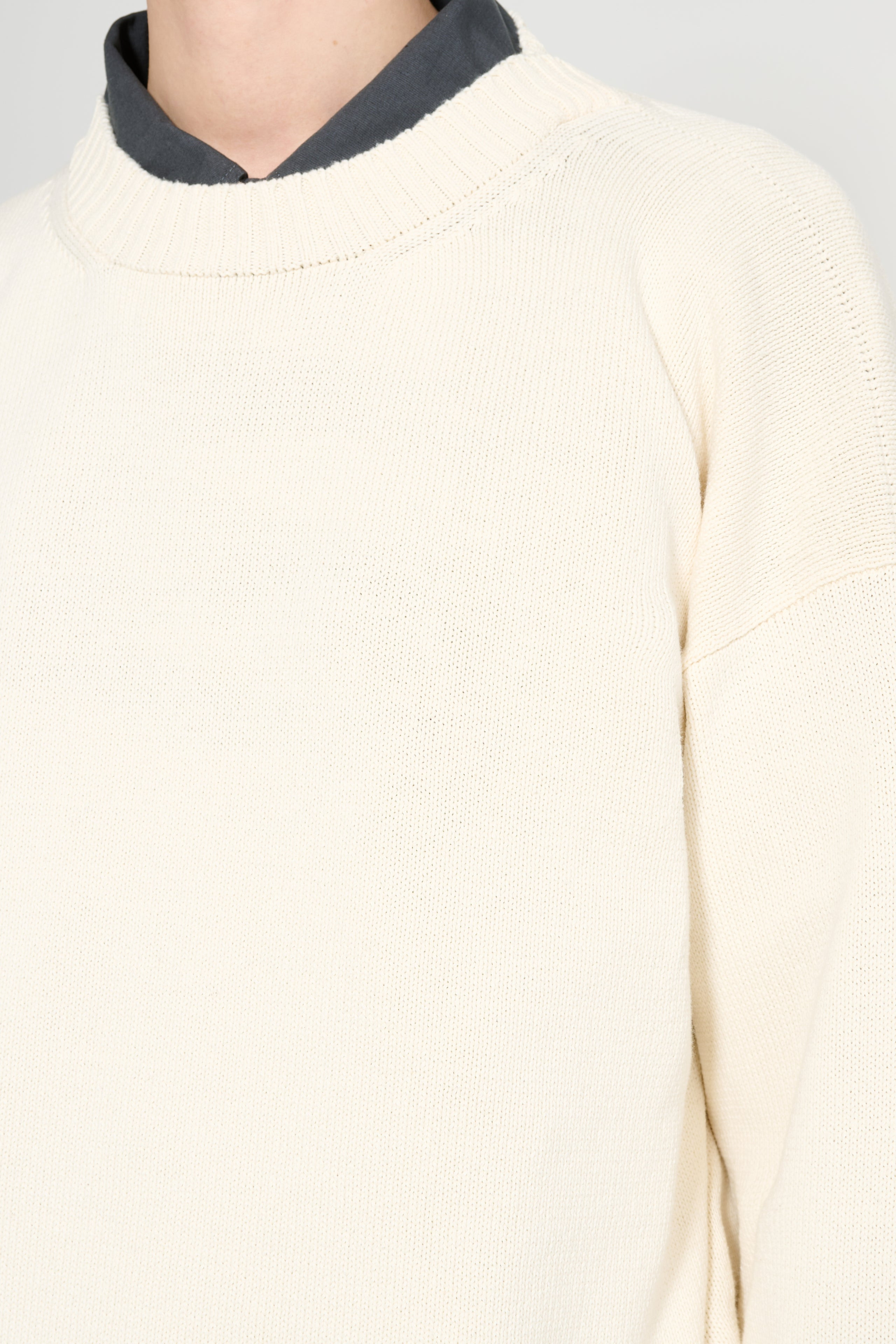 MARGARET HOWELL MHL CROSS OVER CREW DRY COTTON ECRU - 5