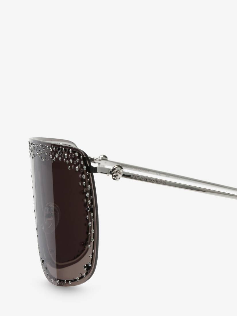 Jewelled Skull Mask Sunglasses in Silver/smoke - 5