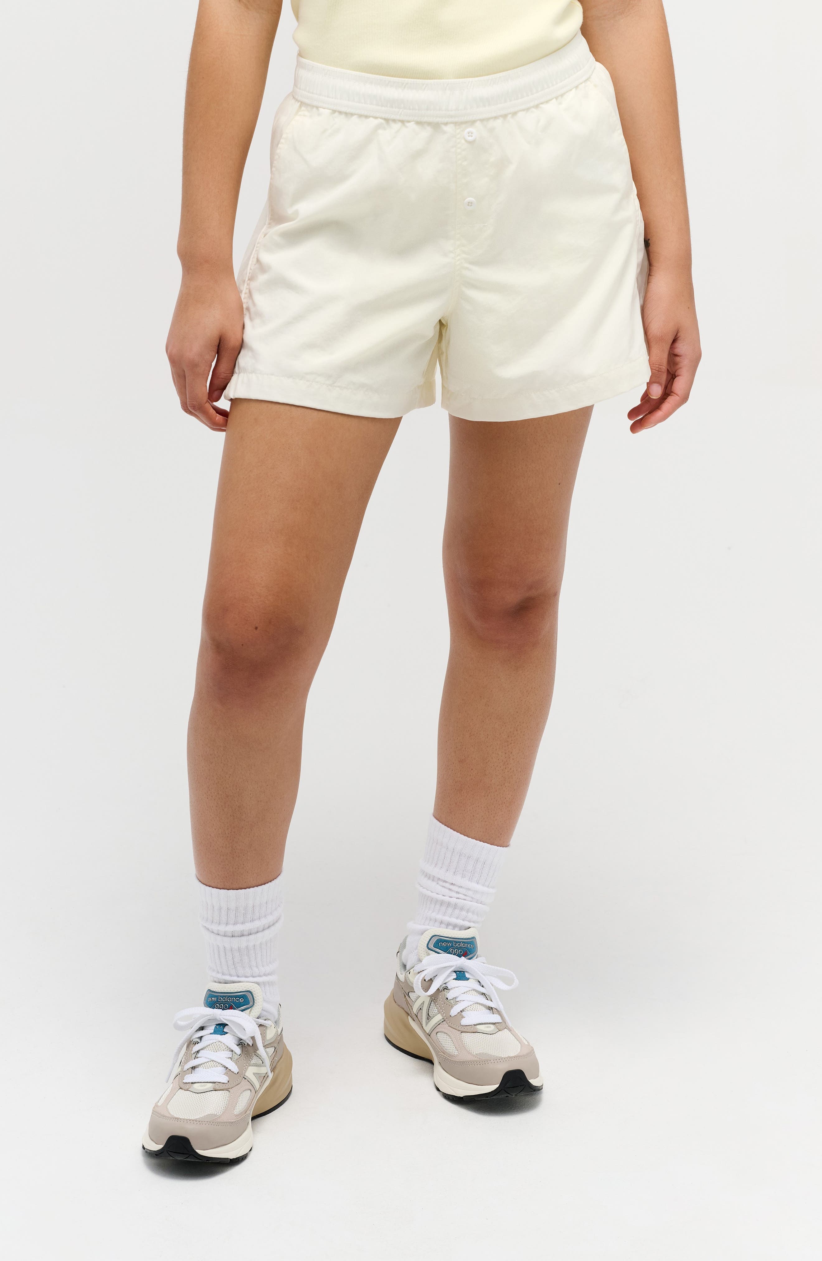 New Balance Made in USA Water Resistant Nylon Shorts in Sea Salt at Nordstrom - 1