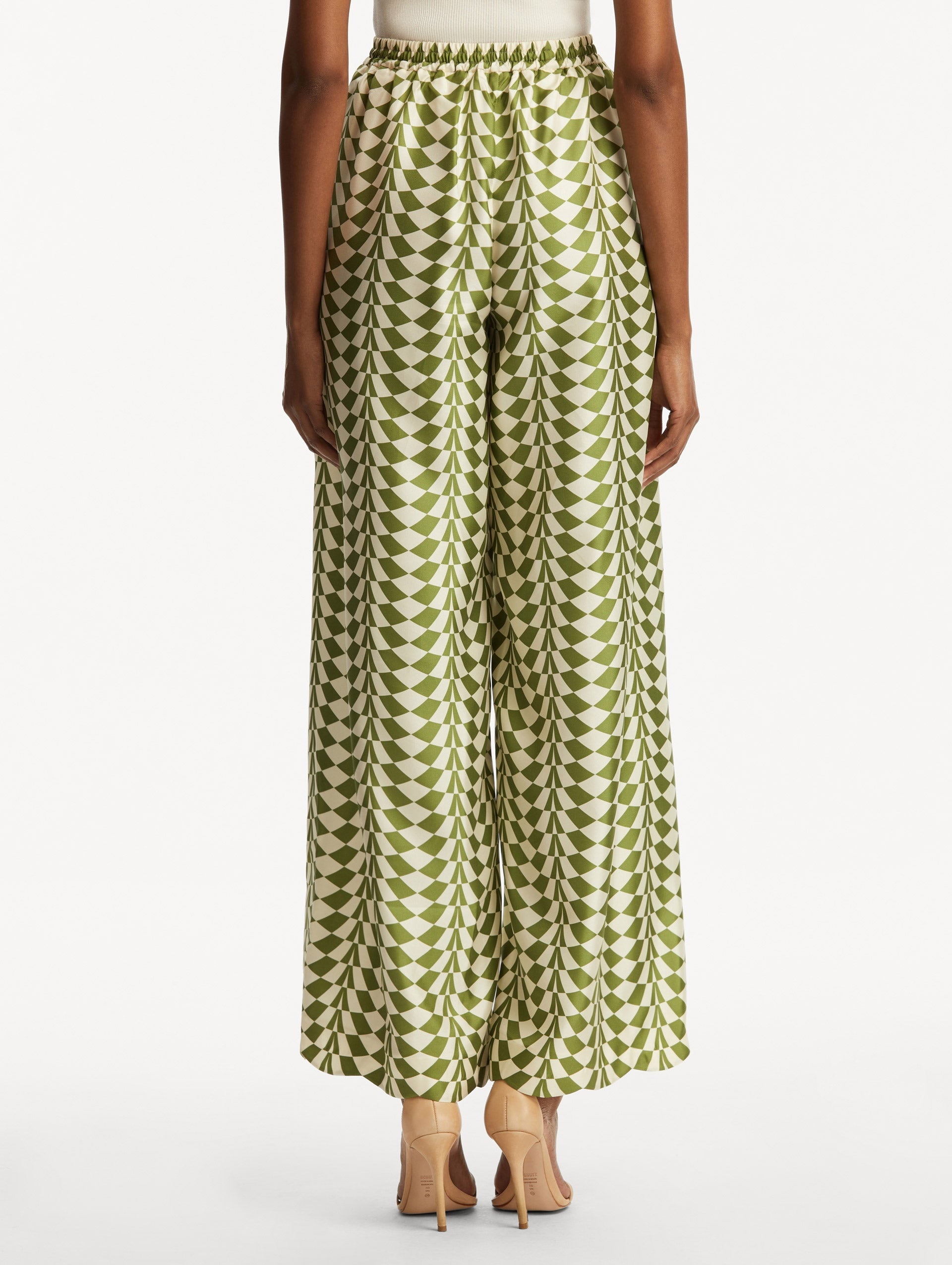 GEO SILK TWILL WIDE LEG PANT - 3