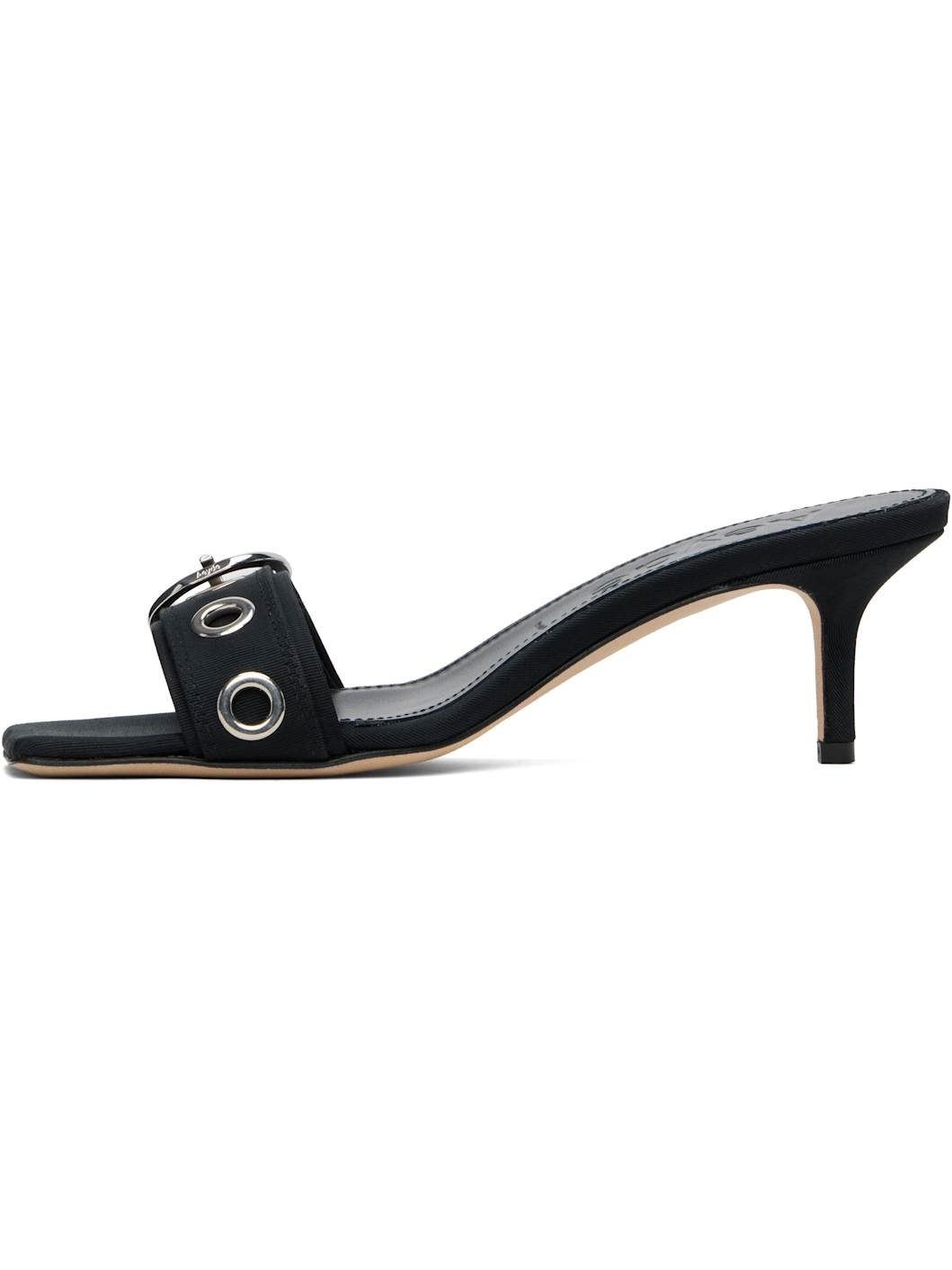 Black Ilvy Eyelet Grosgrain Mules - 3