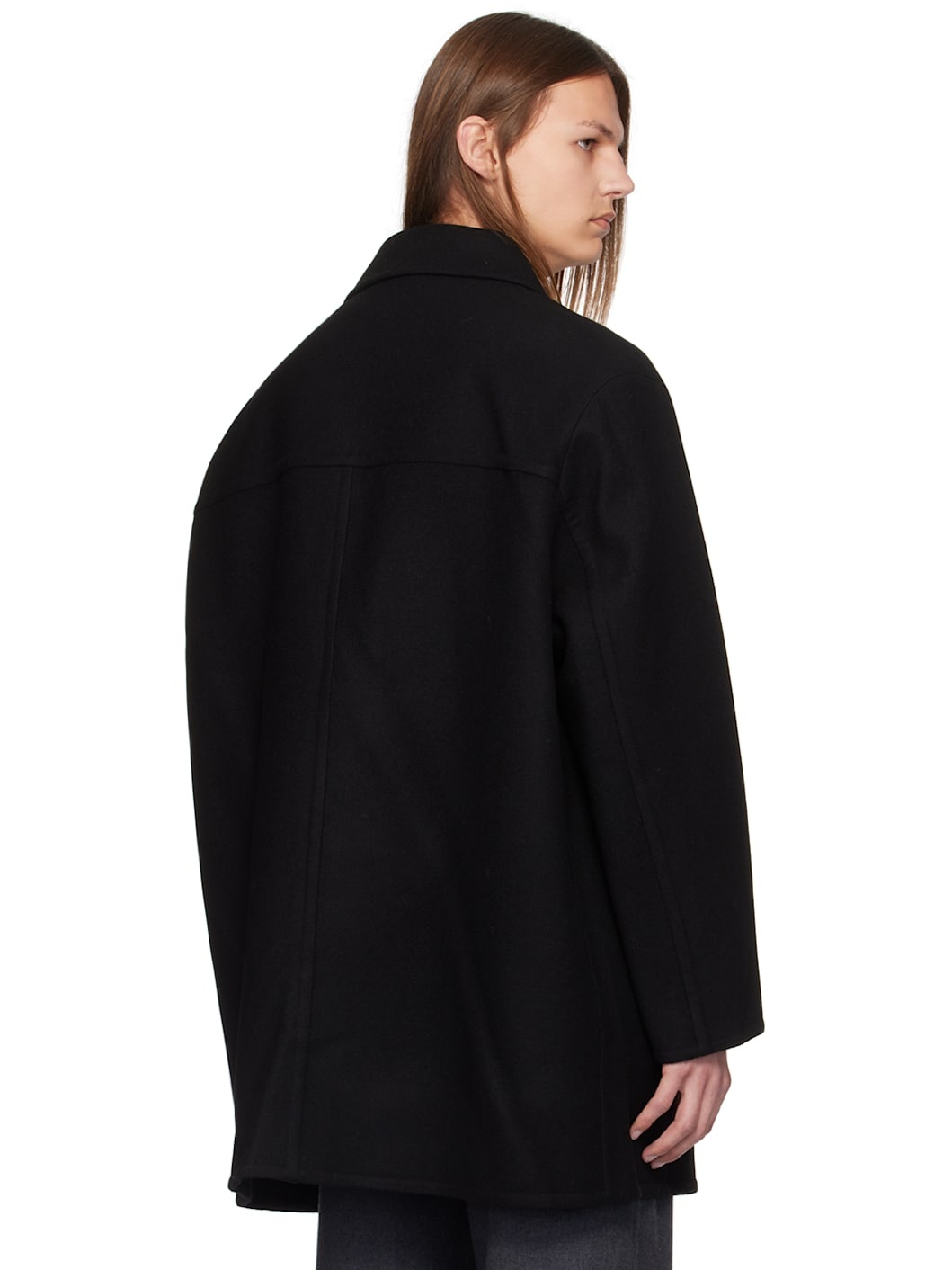 Black Single-Breasted Coat - 3