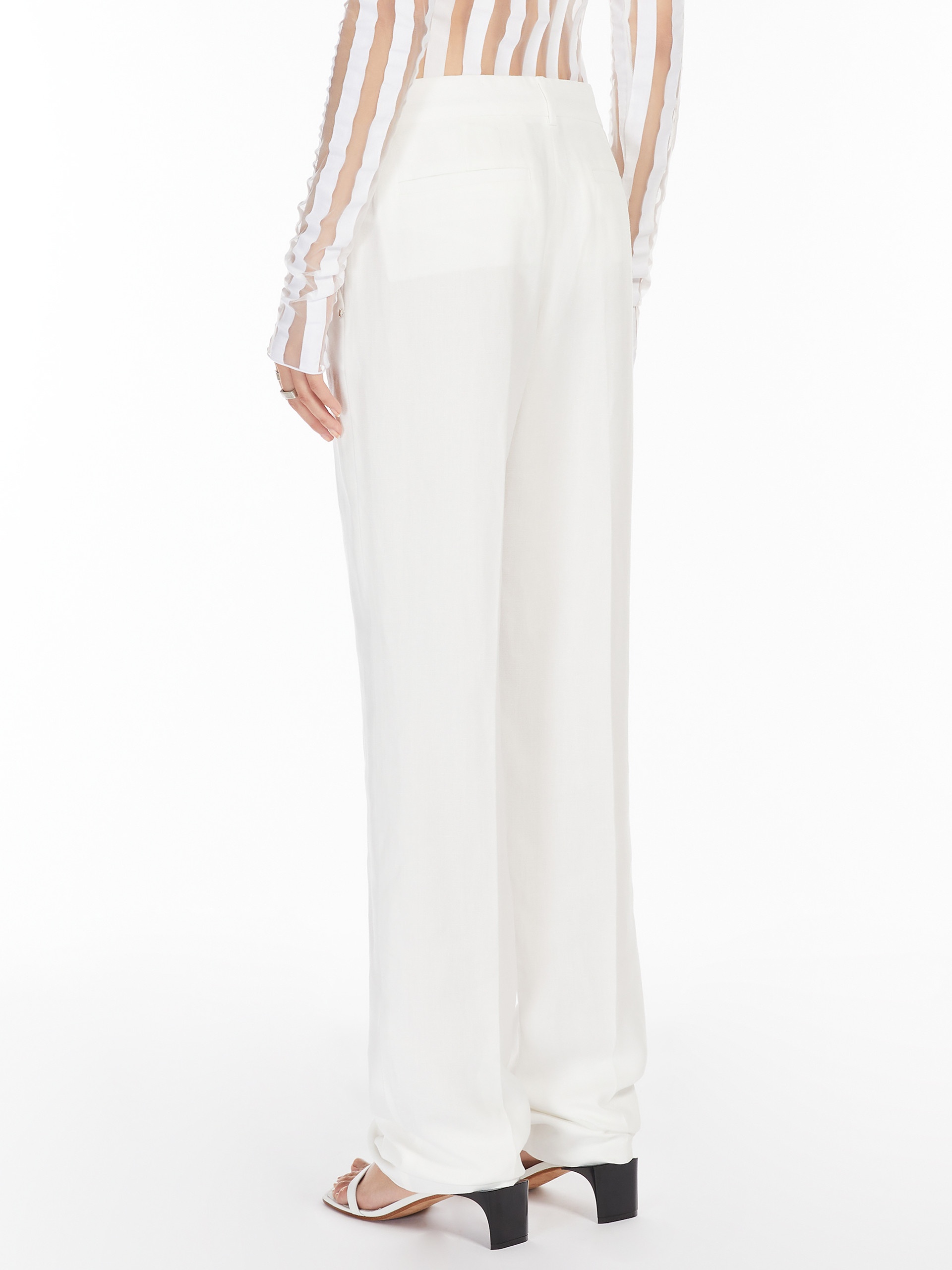 RAOUL Flared viscose and linen twill trousers - 4