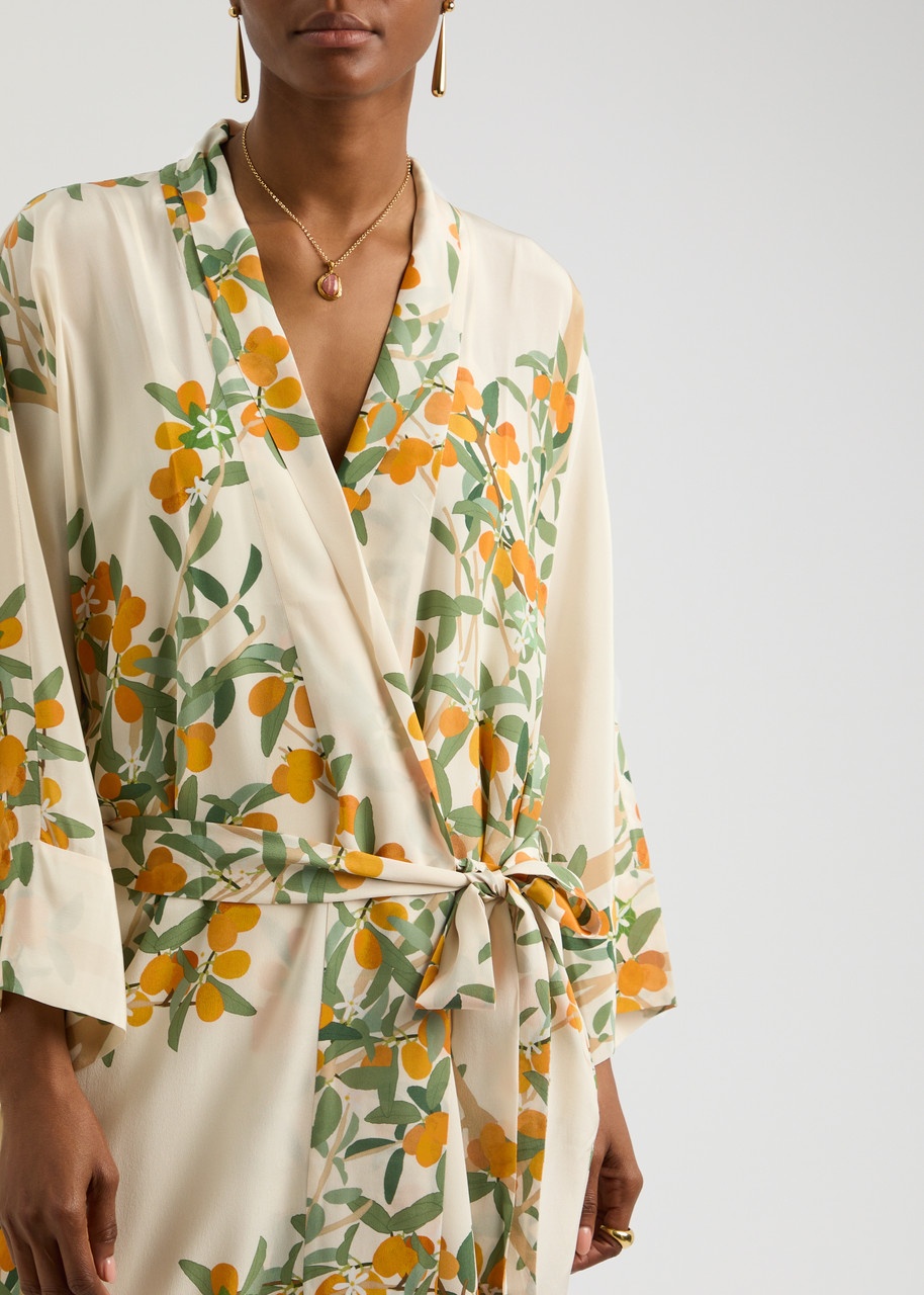 Bernadette Peignoir Printed Silk Wrap Dress - 5