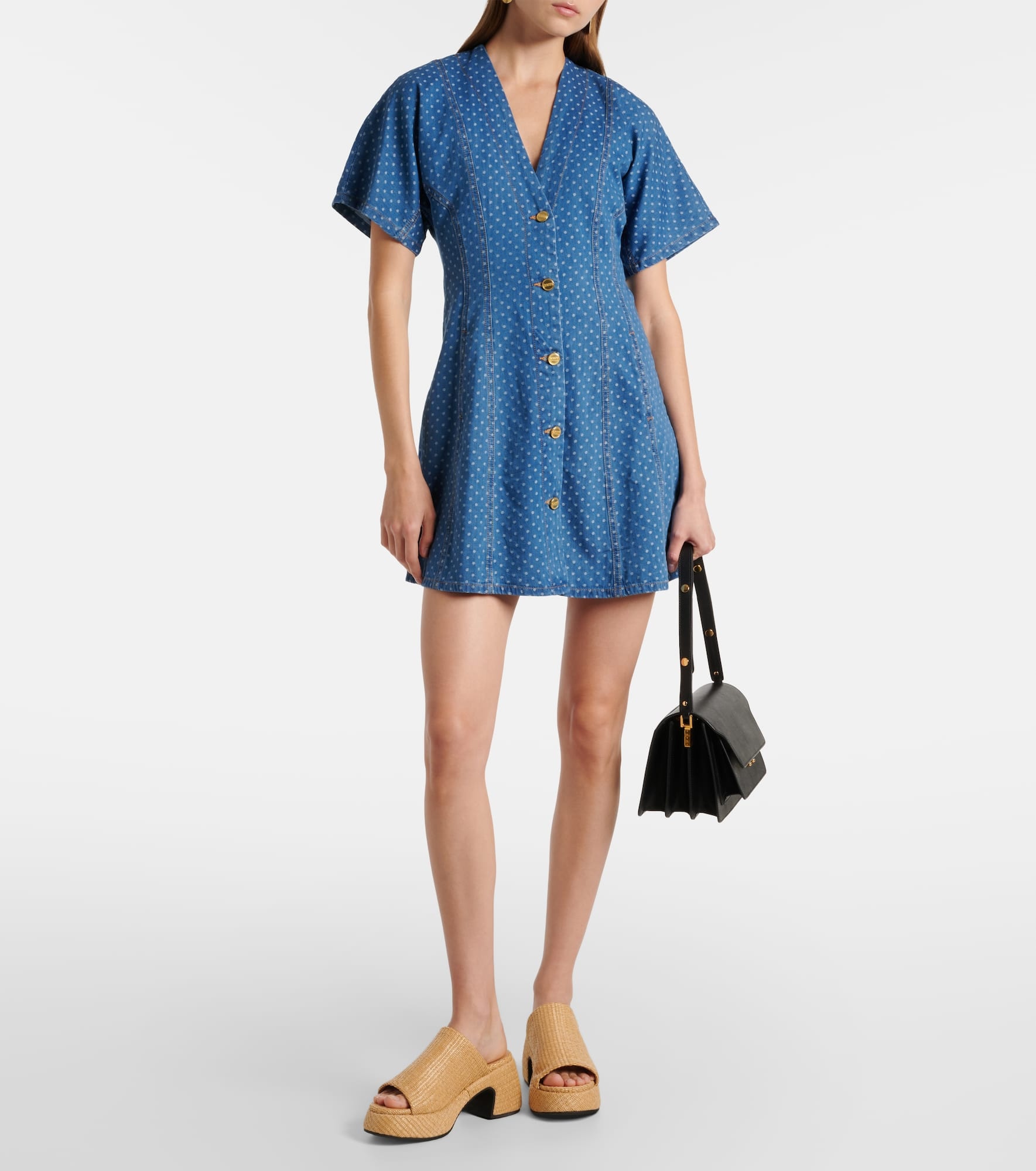 Polka-dot denim minidress - 2