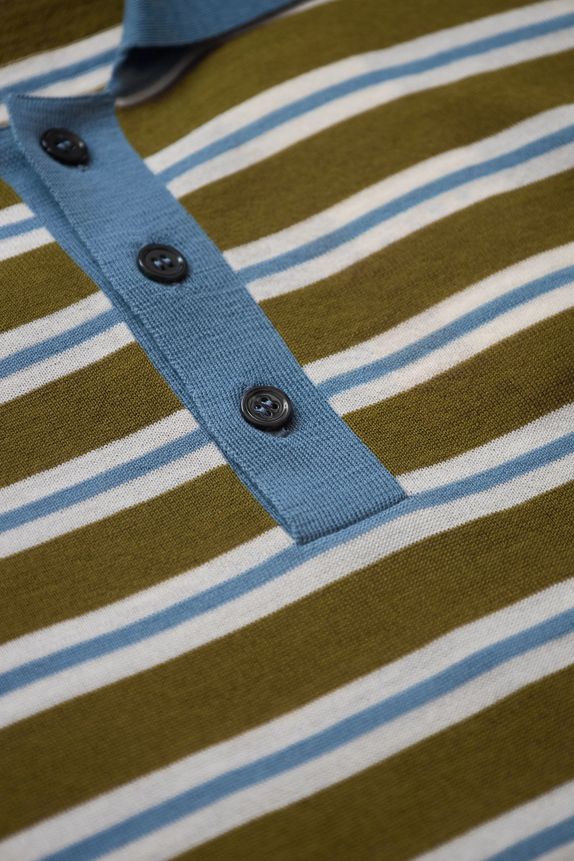 Marni Ribbed Stripe Light Wool Polo Shirt Grass - 4