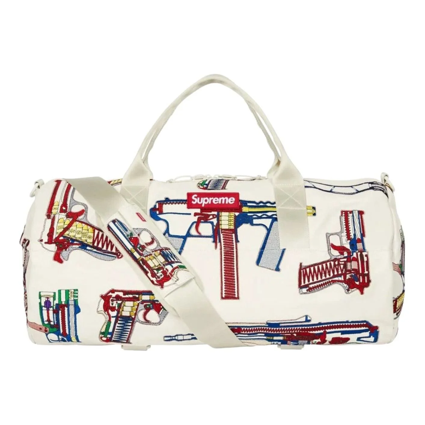 Supreme SS26 Guns Embroidered Leather Duffle Bag 'White' SS26B31-WHITE - 1