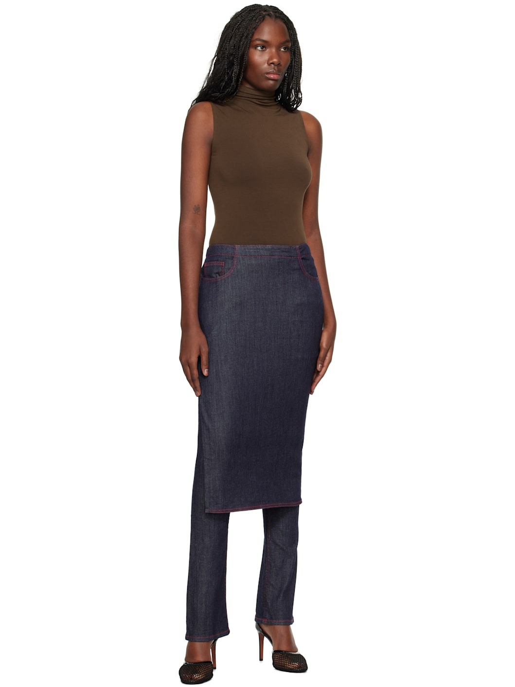 Brown Viscose String Bodysuit - 5