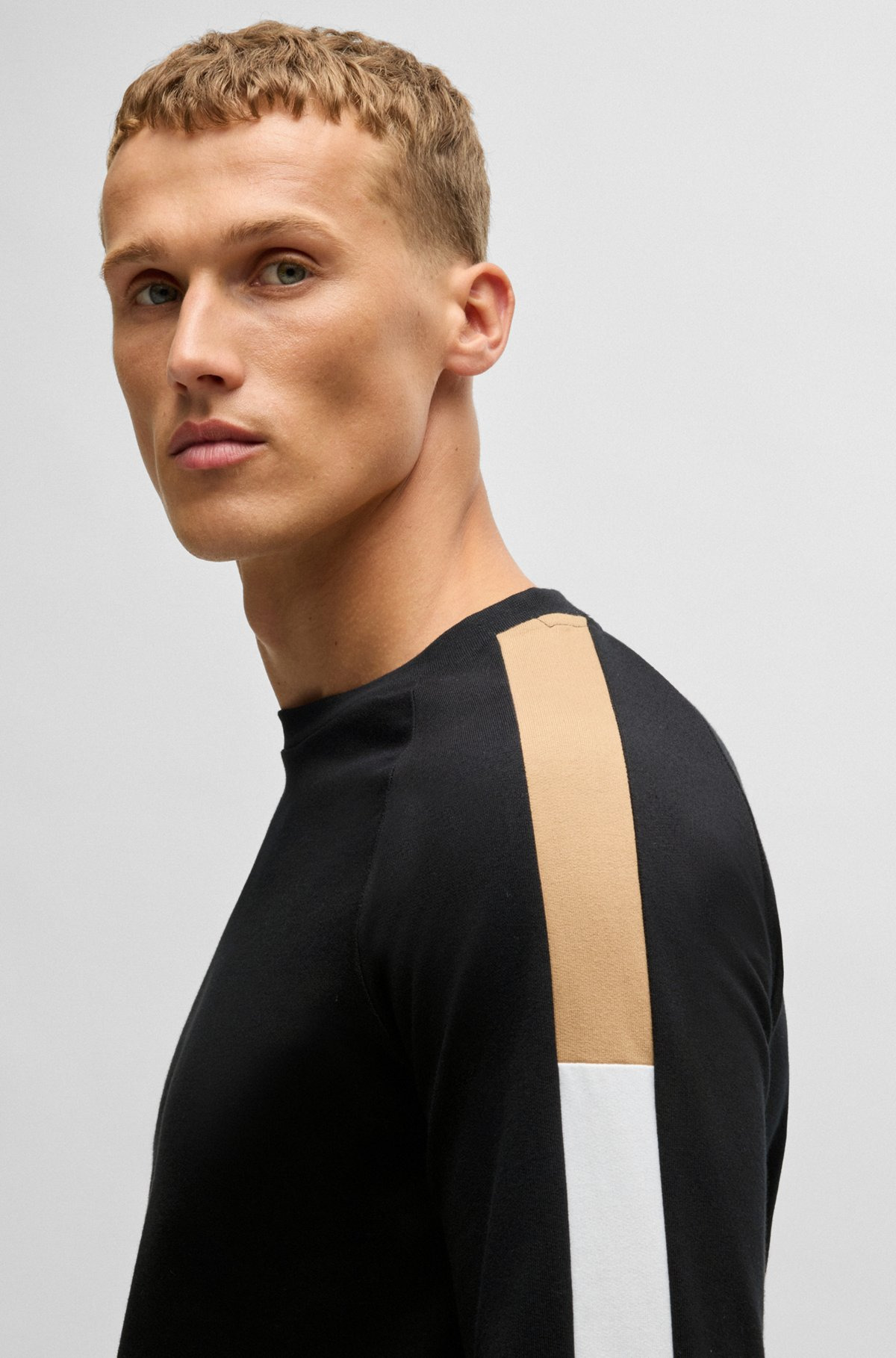 REGULAR-FIT SWEATSHIRT IN COTTON TERRY WITH CONTRAST PANELS - 5